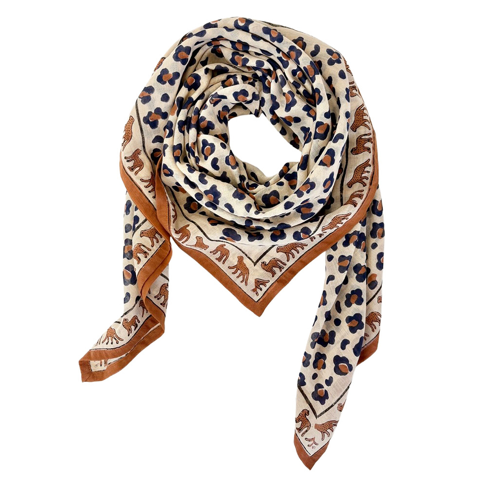 Big Foulard Dupatta Léopard - Rust Apaches