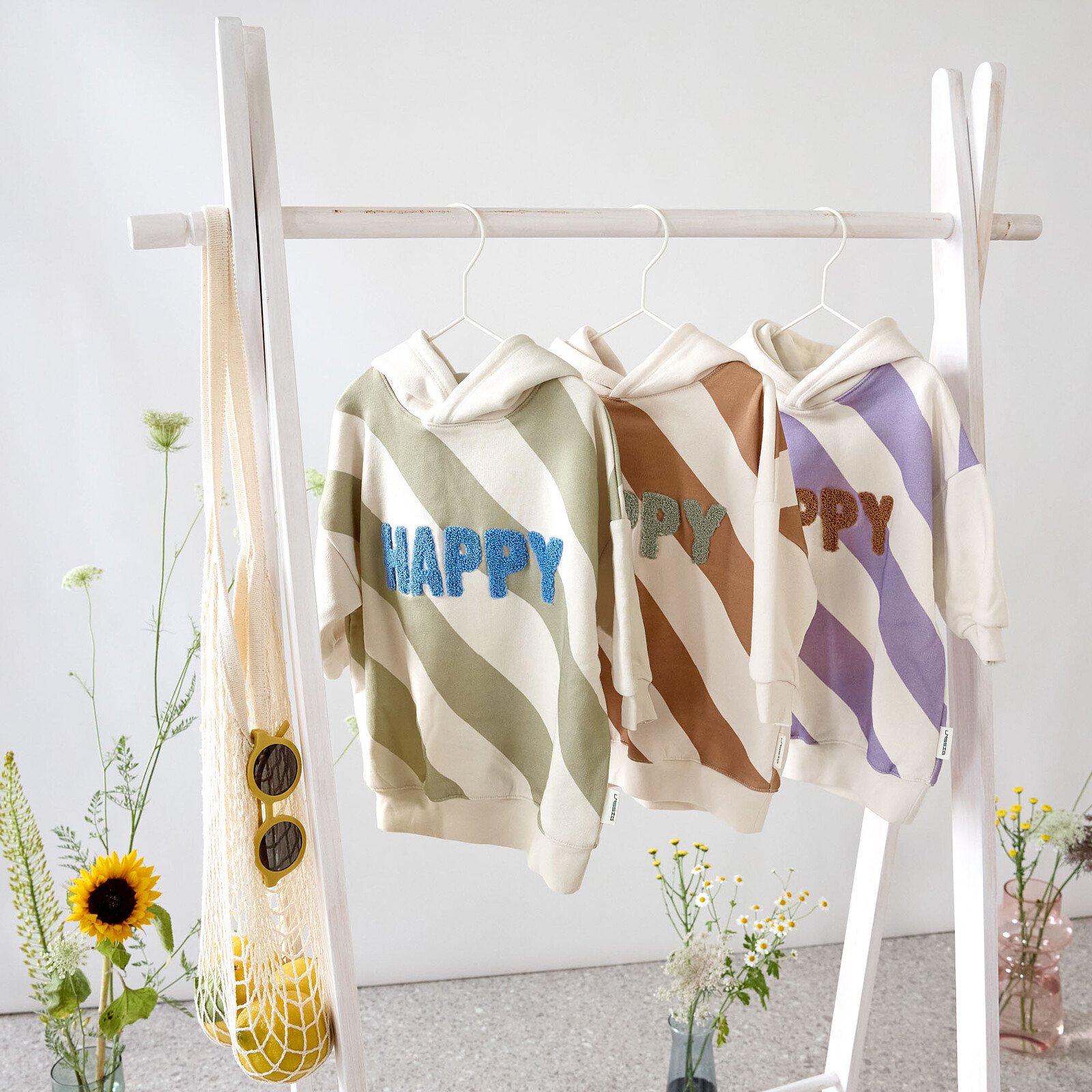 Avis Sweat à Capuche Little Gang Happy Blanc Lilas - 1/2 Ans