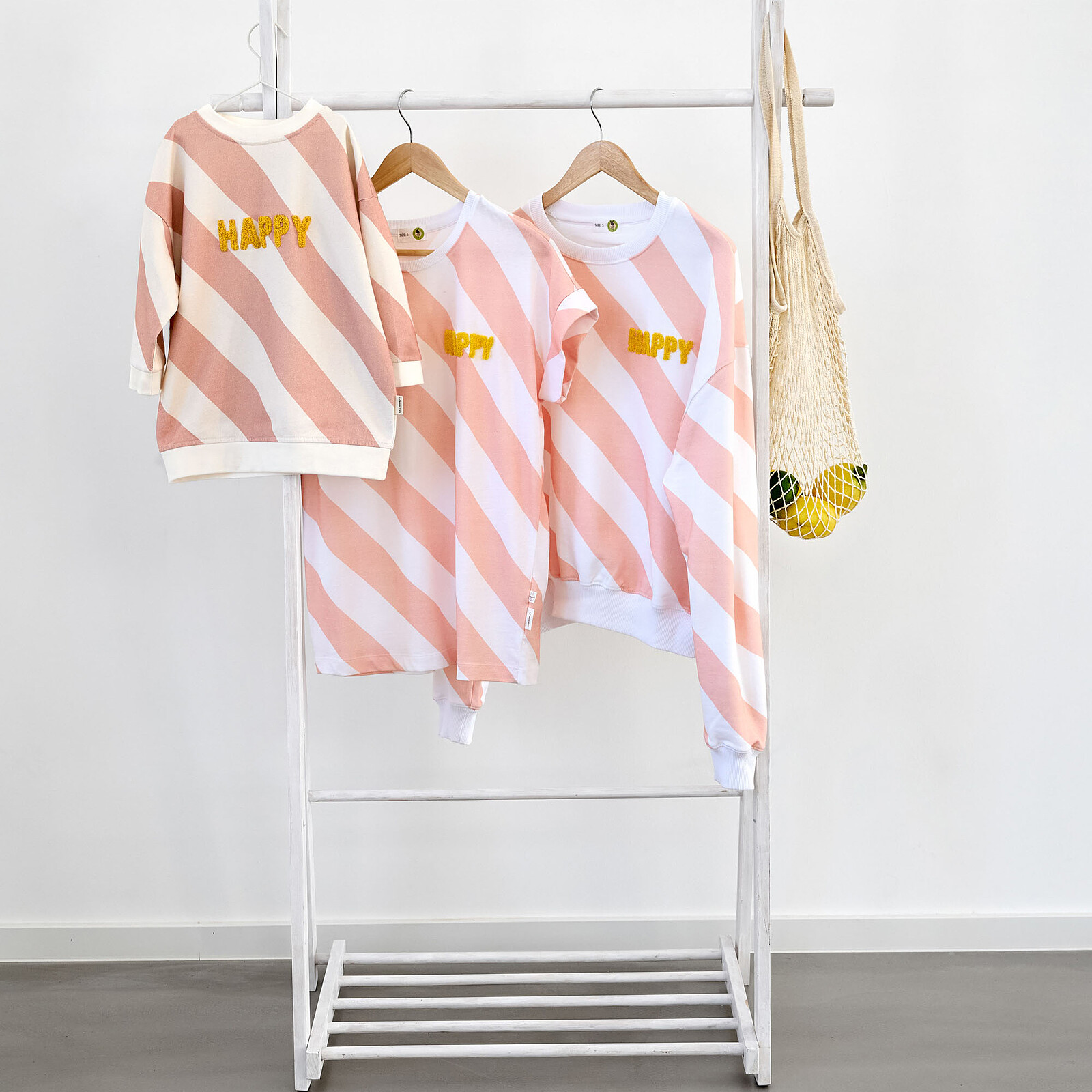 Sweat Little Gang Happy Blanc Rose - 2/4 Ans LÄSSIG