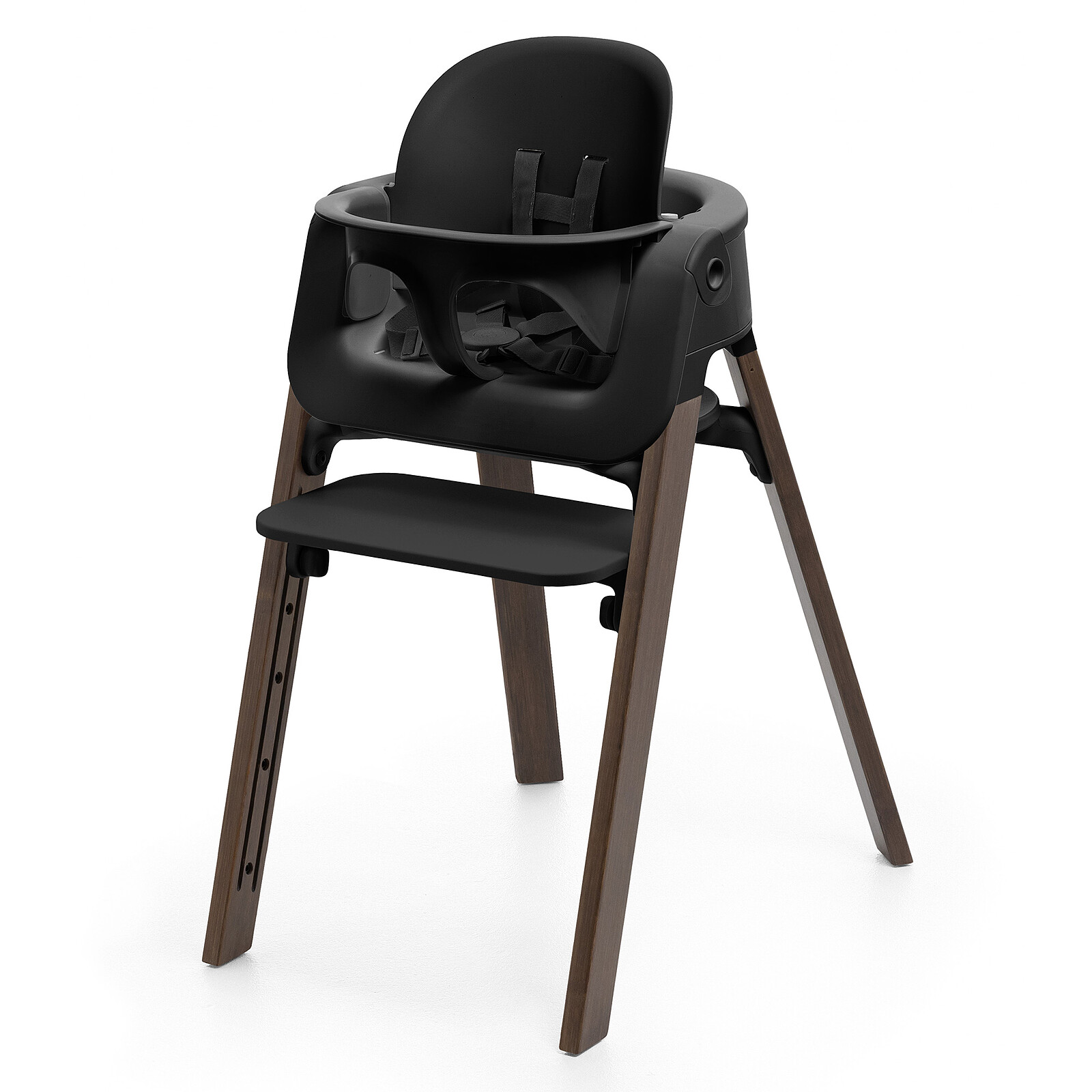 Chaise Haute Steps avec Plateau et Baby Set - Noir et Brun Chaud Stokke