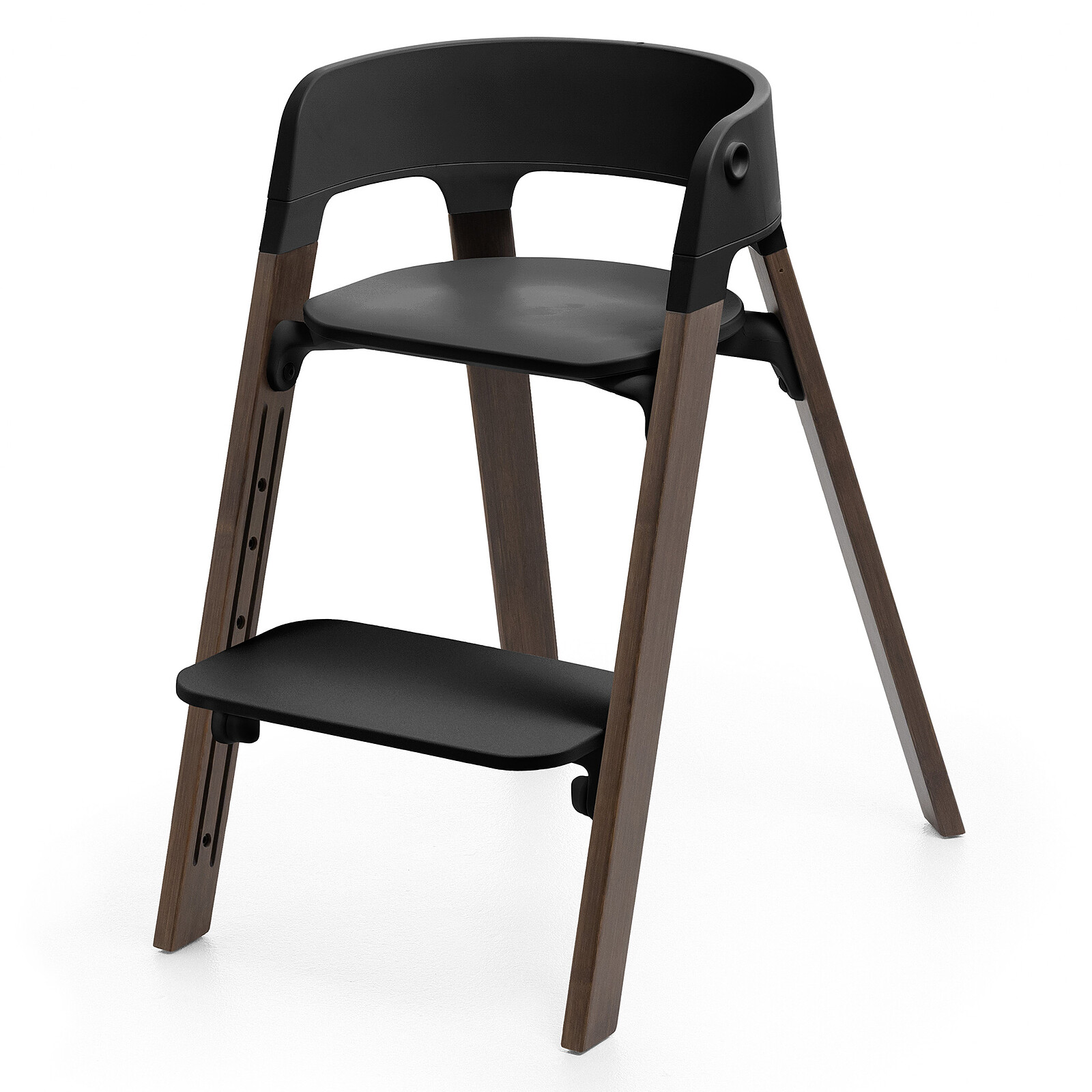 Chaise Haute Steps avec Plateau et Baby Set - Noir et Brun Chaud pas cher
