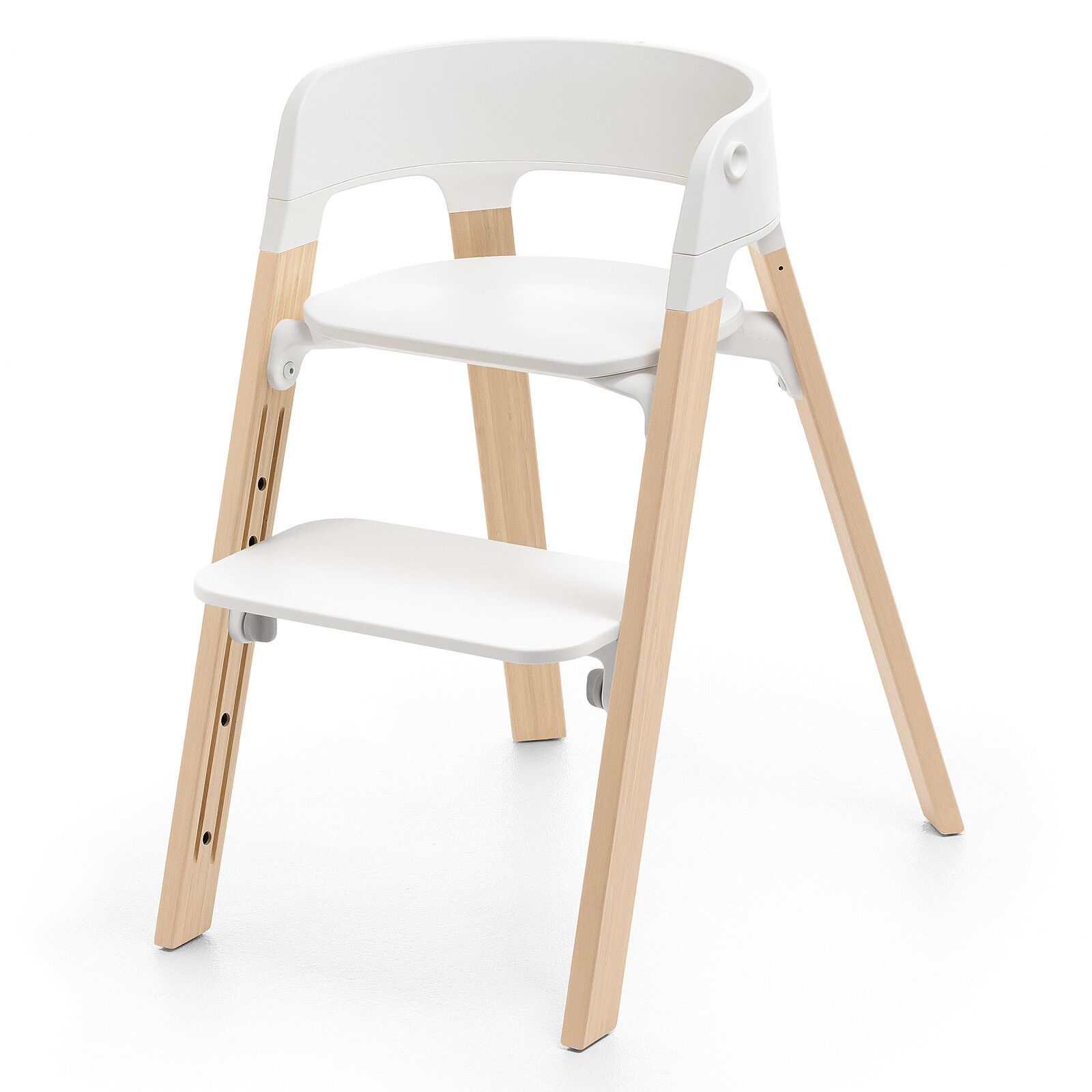 Achat Chaise Haute Steps avec Plateau et Baby Set - Blanc et Naturel