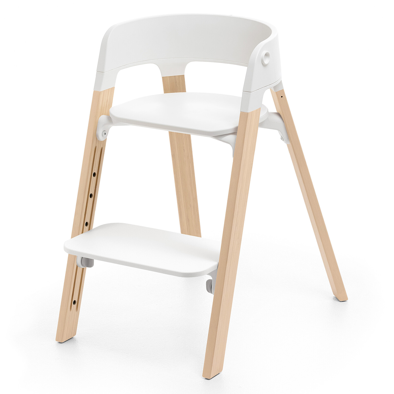 Chaise Haute Steps avec Plateau et Baby Set - Blanc et Naturel pas cher