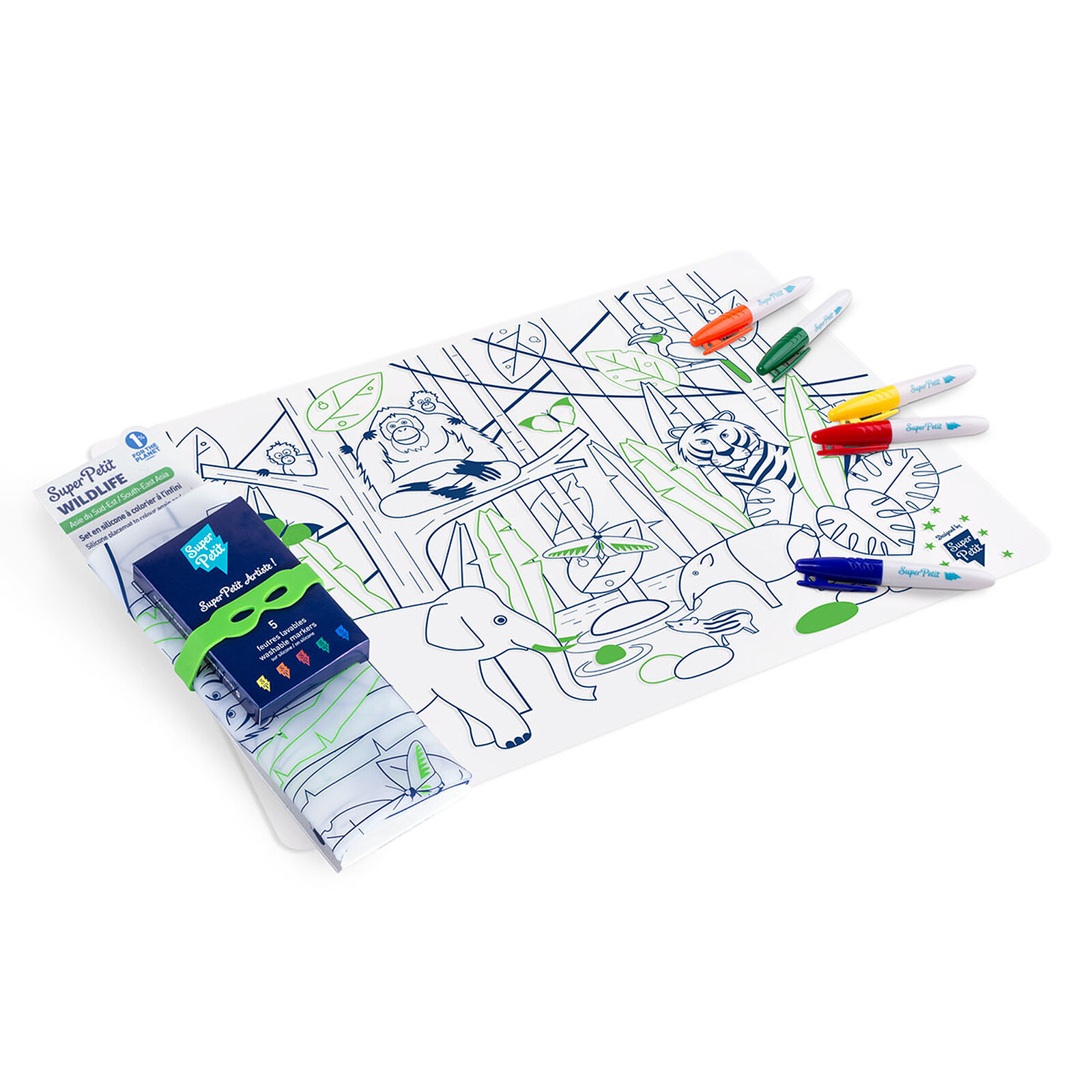 Set de Table à Colorier et ses 5 feutres - Wildlife Super Petit