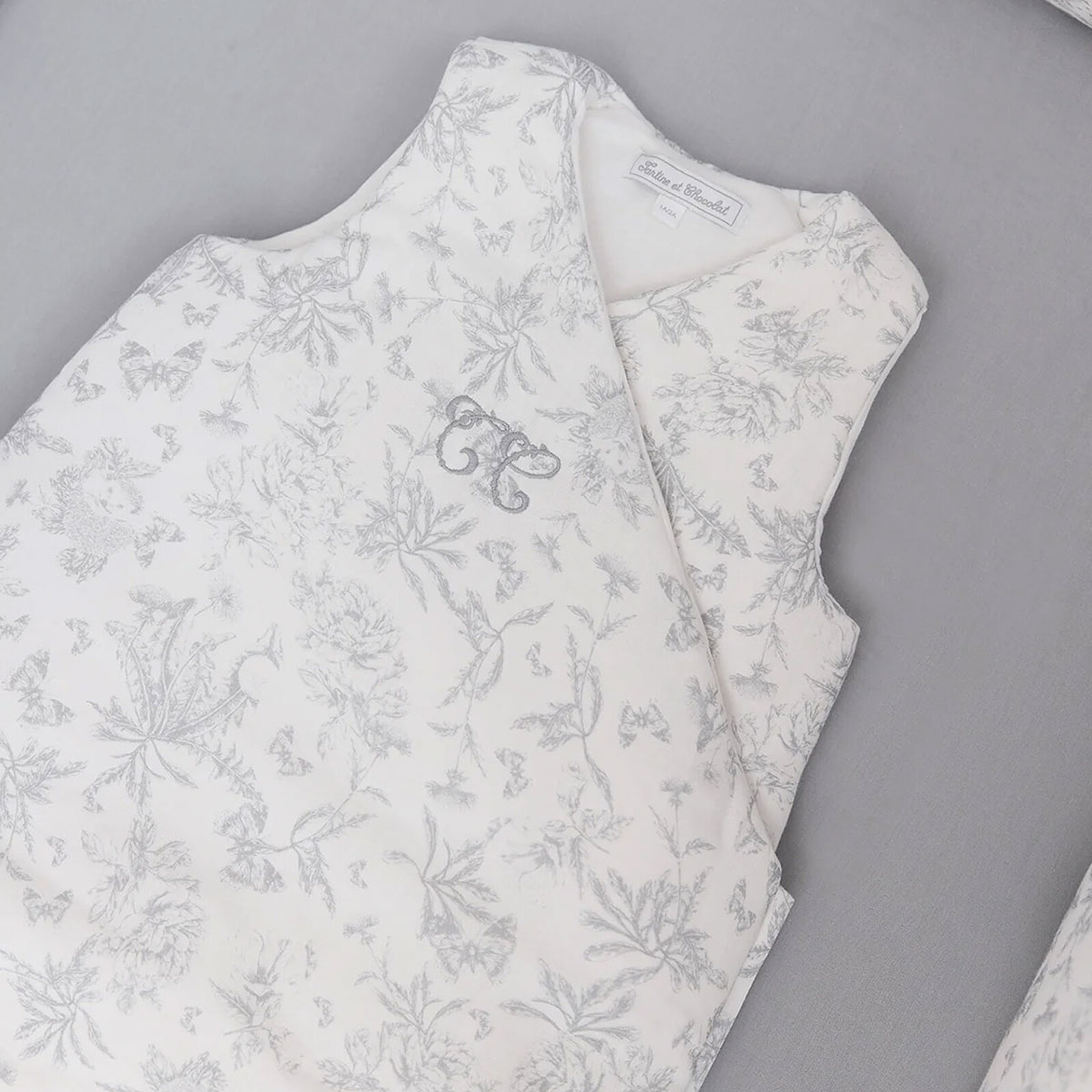 Gigoteuse Mi-saison Toile de Jouy Gris Clair - 6/18 Mois pas cher