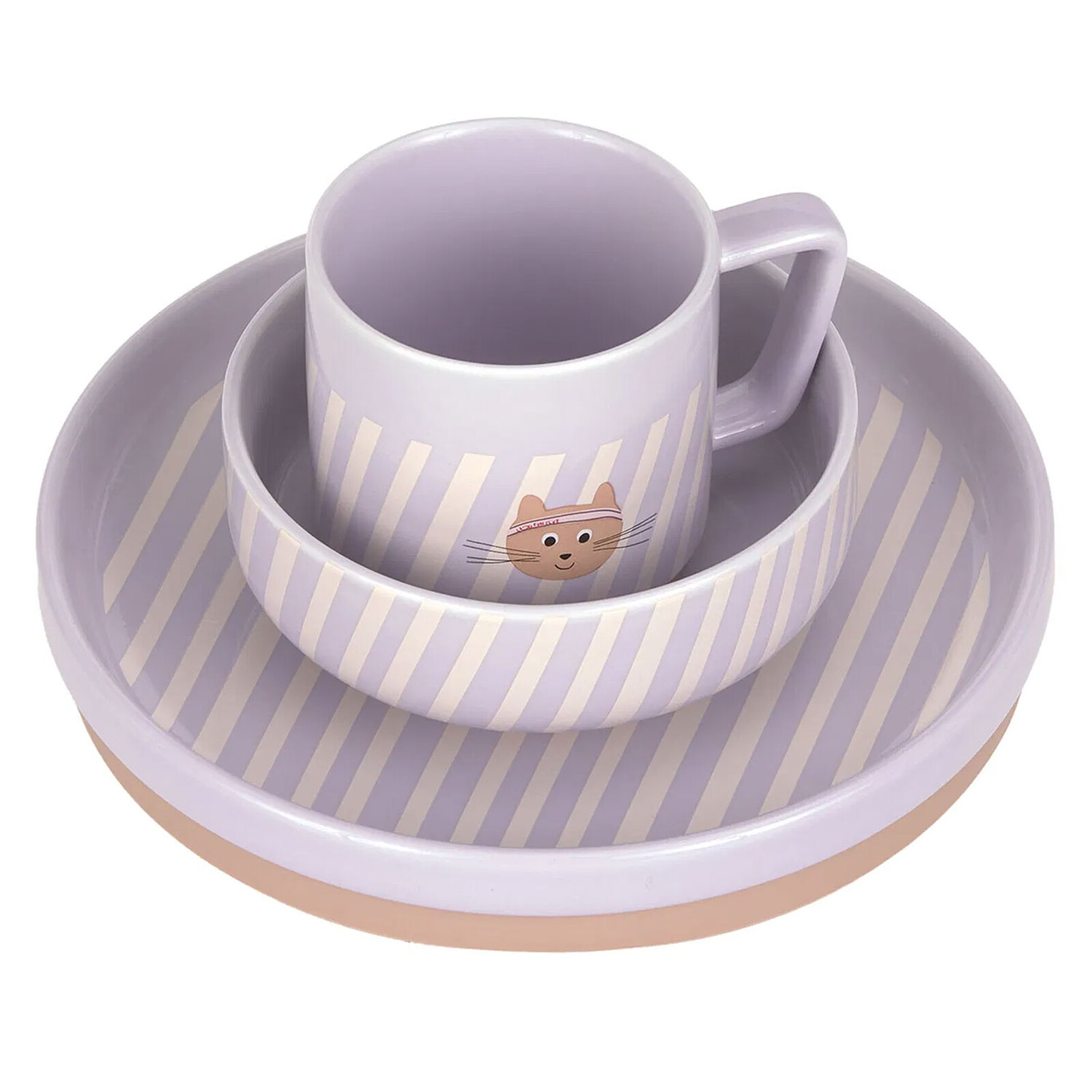 Coffret Repas 3 Pièces en Porcelaine Tiny Team - Chat LÄSSIG