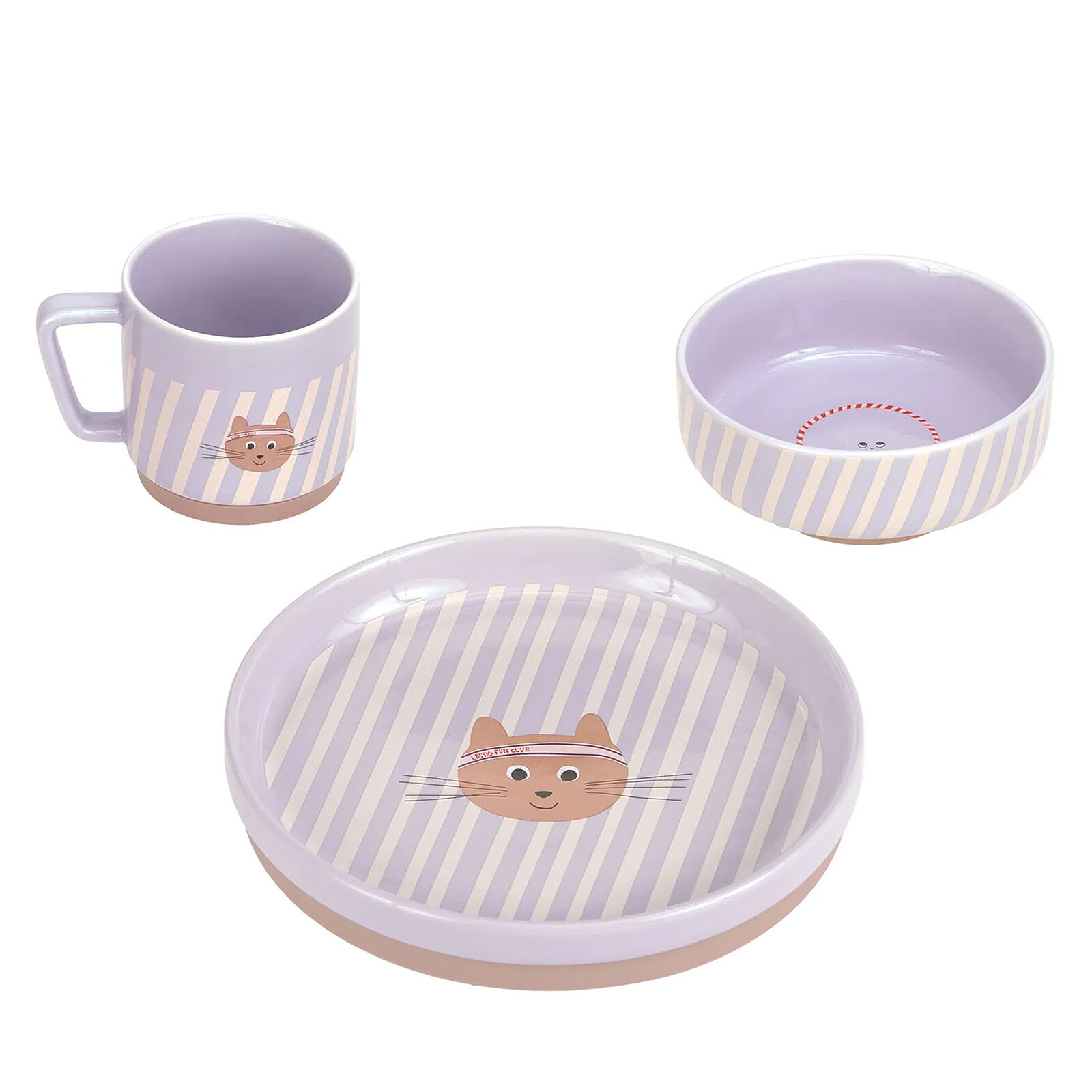 Coffret Repas 3 Pièces en Porcelaine Tiny Team - Chat LÄSSIG