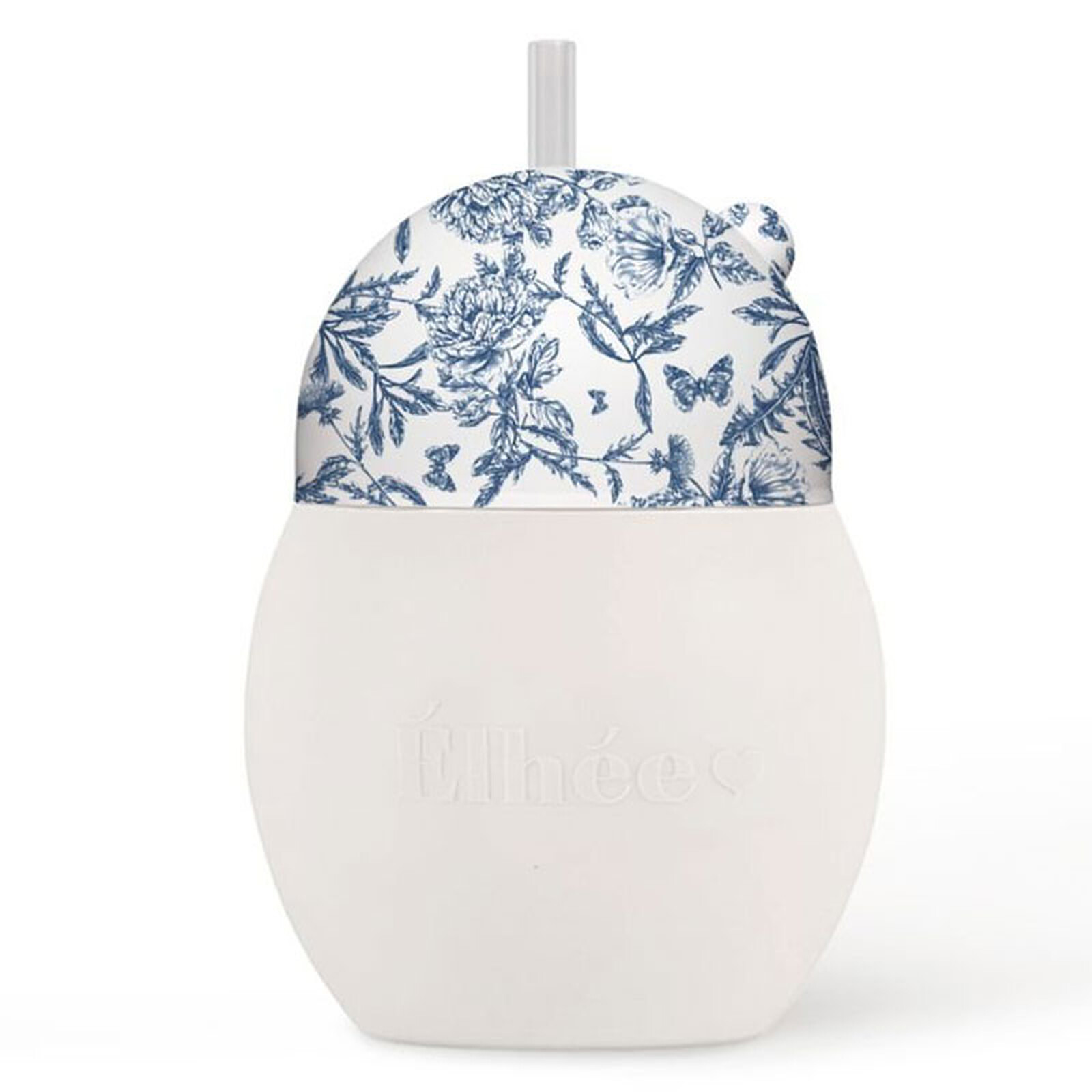 Tasse avec Paille Lestée Coconut Toile de Jouy Bleu - 240 ml  Elhée