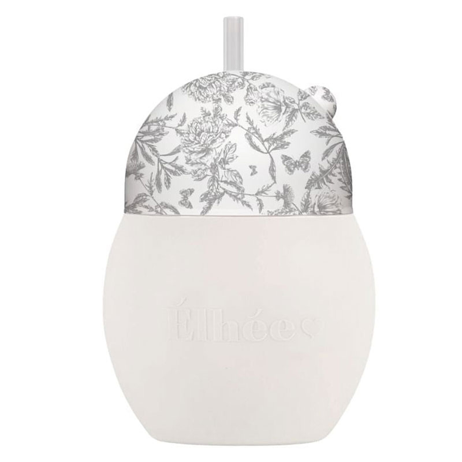 Tasse avec Paille Lestée Coconut Toile de Jouy Gris - 240 ml Elhée