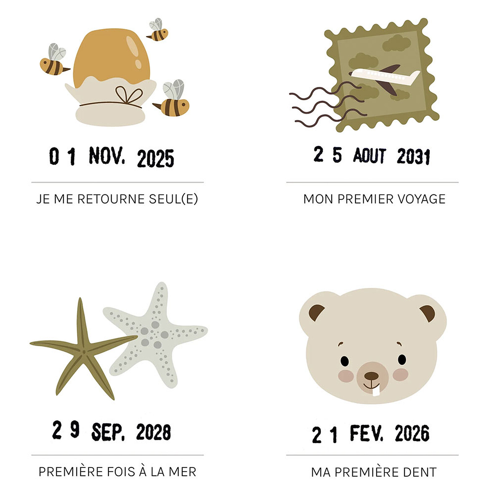 Affiche Mes Premières Fois Ourson - 50 x 40 cm Les Petites Dates