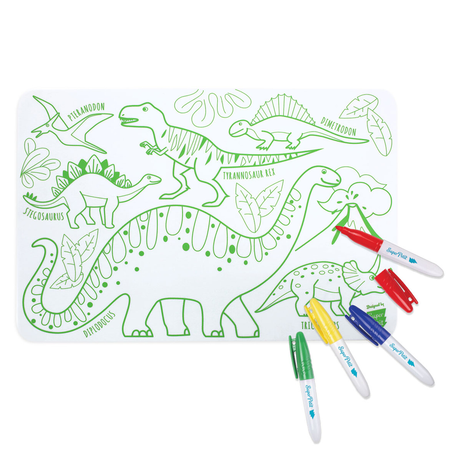Mini Set de Table à Colorier et ses 4 feutres - Les Dinosaures Super Petit
