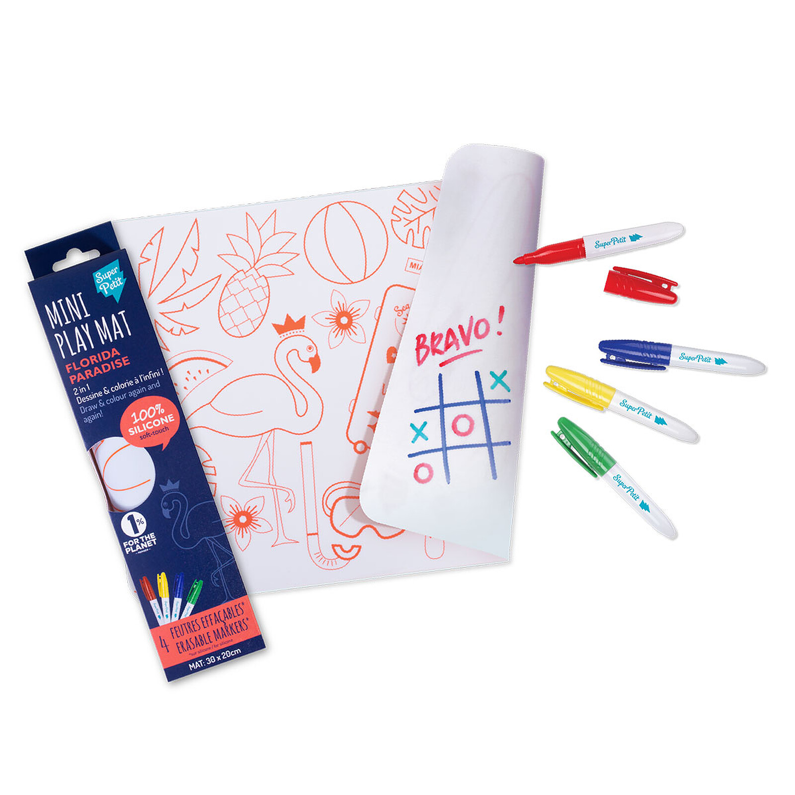 Mini Set de Table à Colorier et ses 4 Feutres - Florida Paradise Super Petit