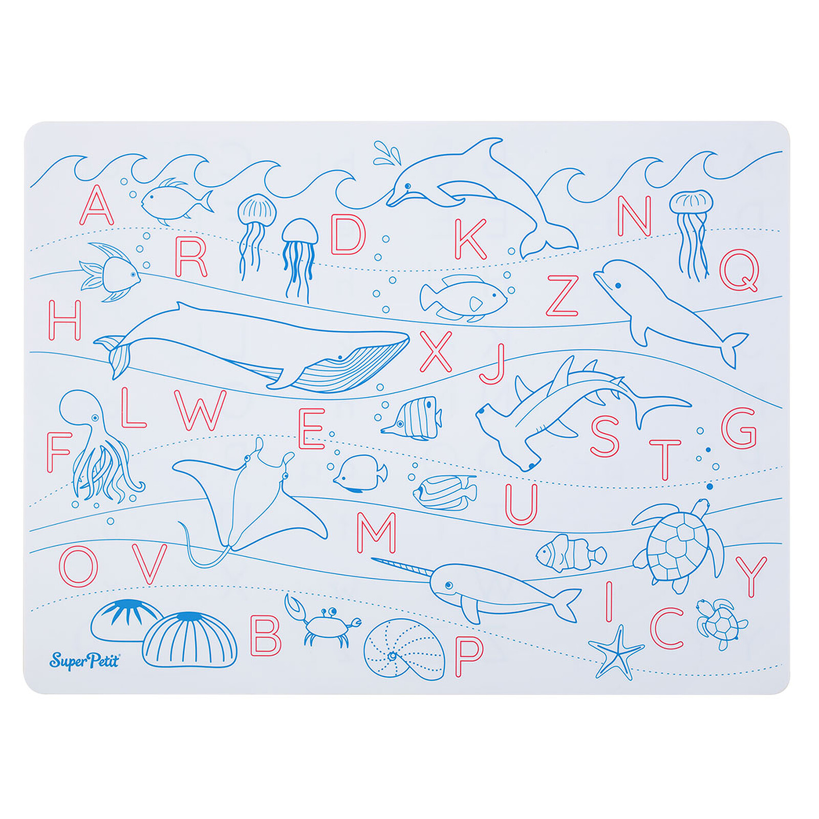 Achat Set de Table à Colorier Réversible et ses 3 Feutres - Lettres de l'Alphabet 