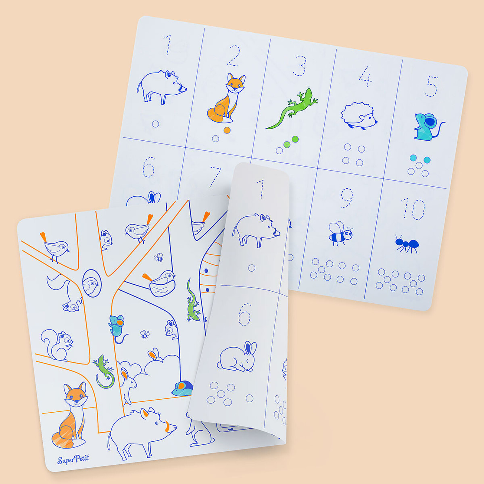 Set de Table à Colorier Réversible et ses 3 Feutres - Chiffres Super Petit