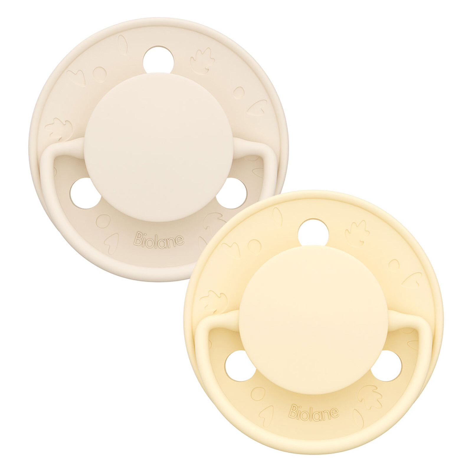 Lot de 2 Sucettes Rondes Originale Jaune et Beige - 0/6 Mois Biolane