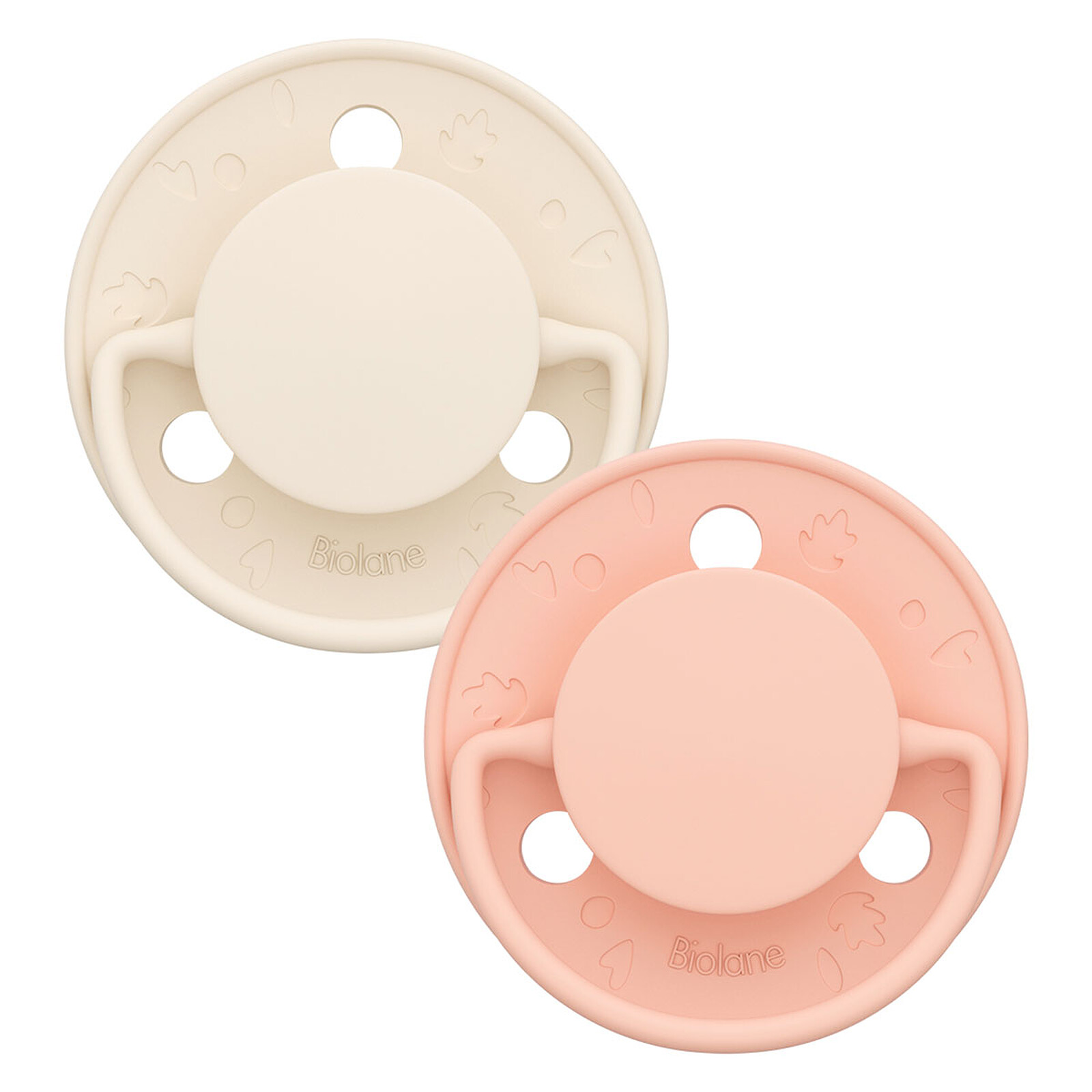 Lot de 2 Sucettes Rondes Originale Rose et Beige - 6 Mois + Biolane