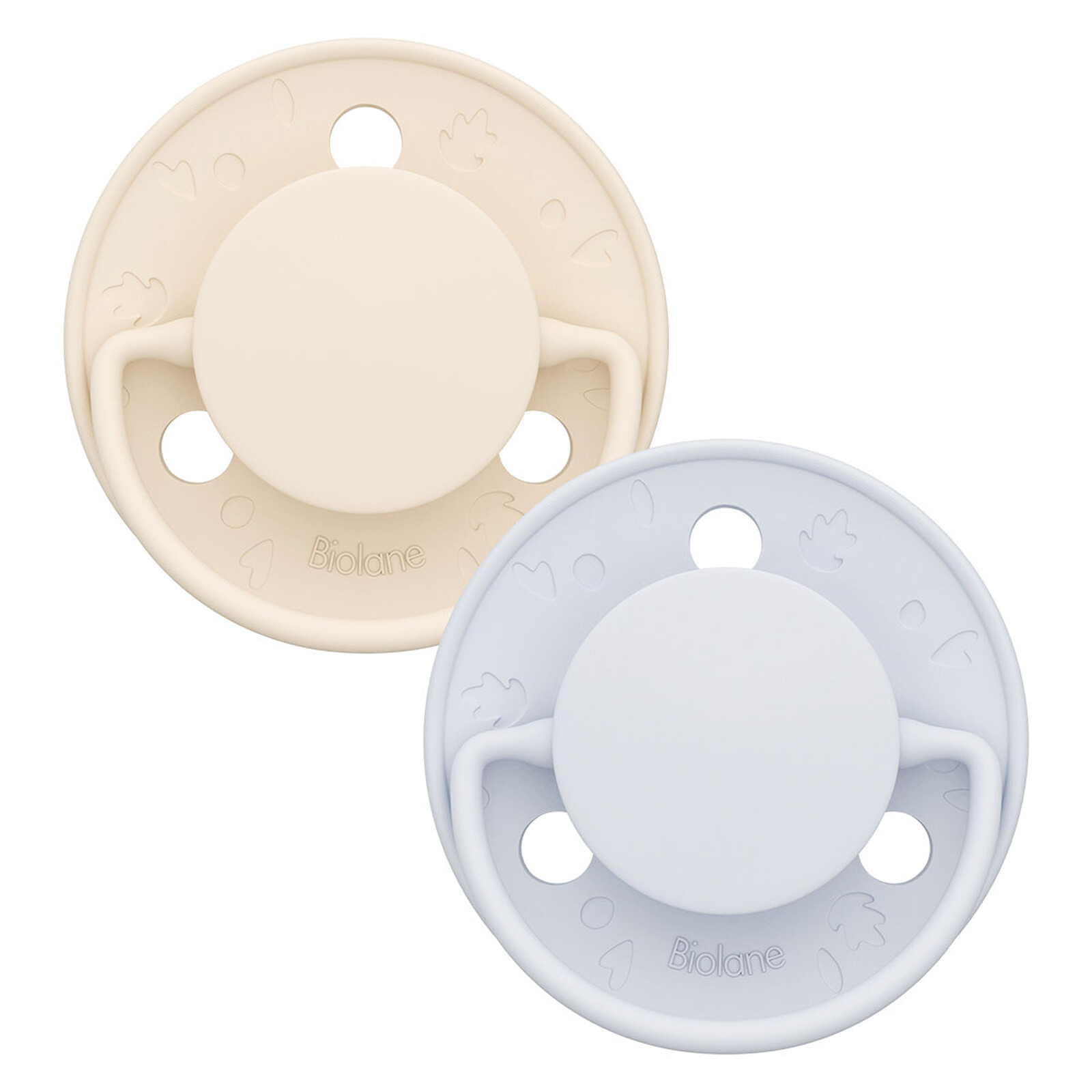 Lot de 2 Sucettes Rondes Originale Bleu et Beige - 0/6 Mois Biolane