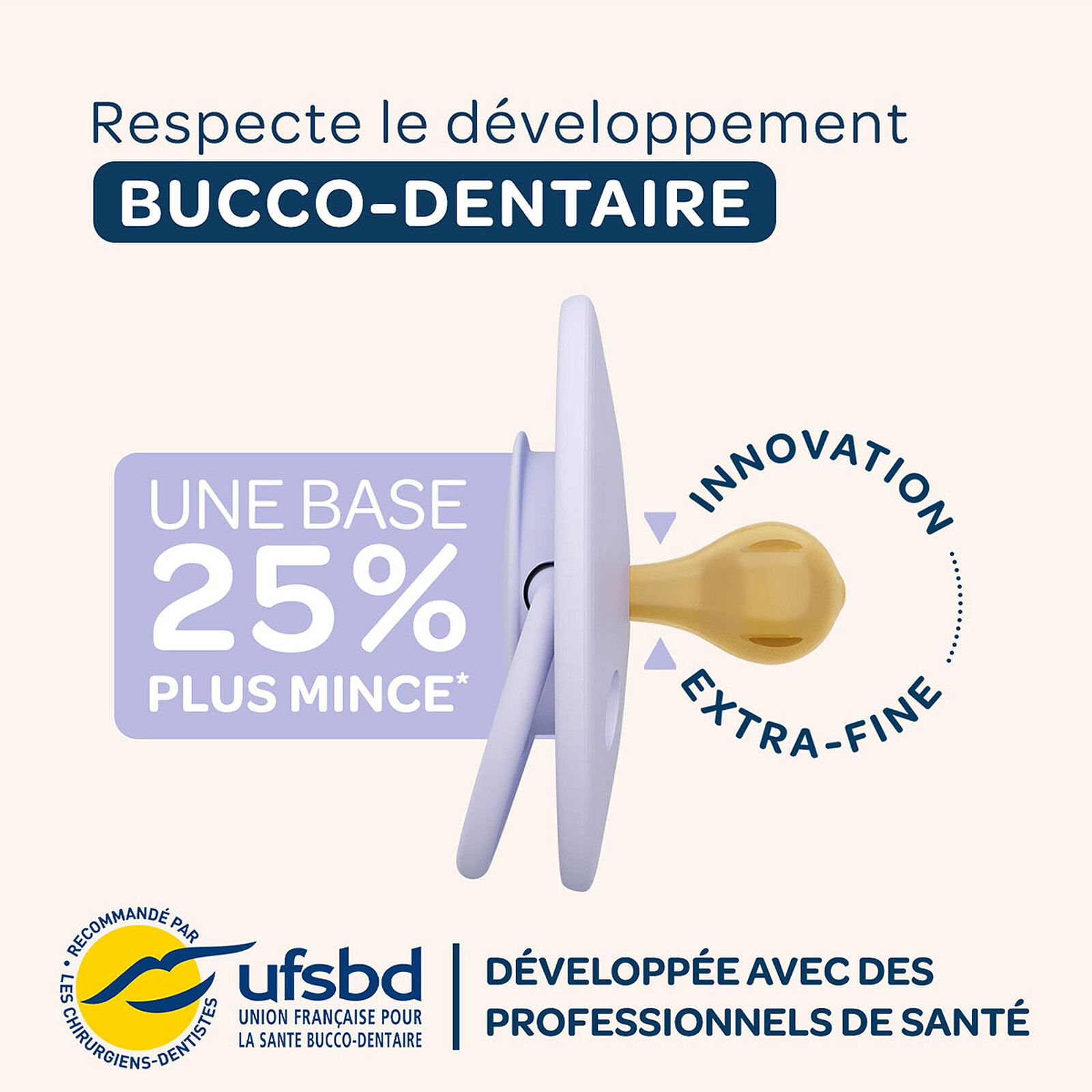 Lot de 2 Sucettes Rondes Originale Bleu et Beige - 0/6 Mois Biolane