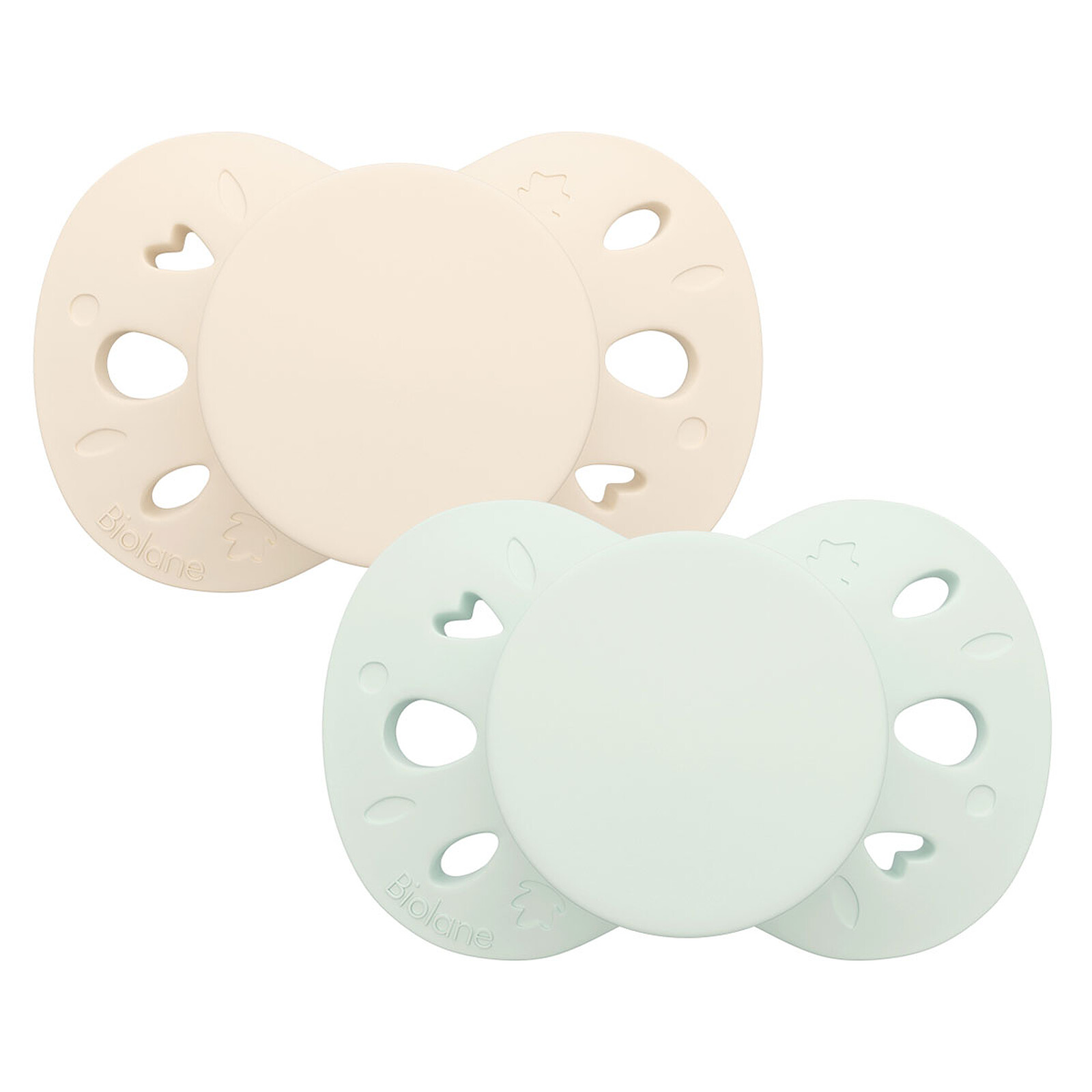 Lot de 2 Sucettes Anatomiques Essentielle Vert et Beige - 0/6 Mois Biolane