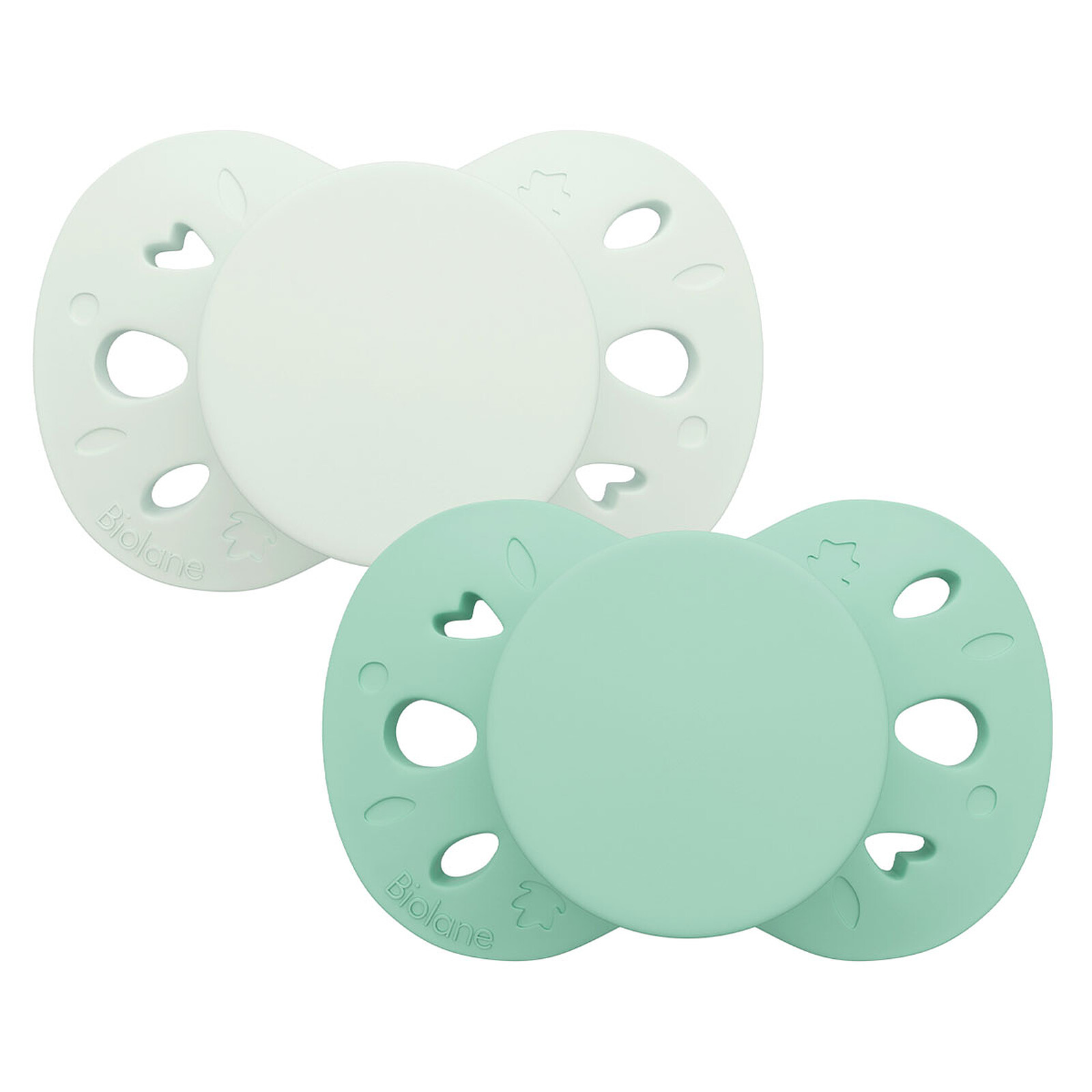Lot de 2 Sucettes Anatomiques Essentielle Vert Clair et Vert Foncé - 18 Mois + Biolane