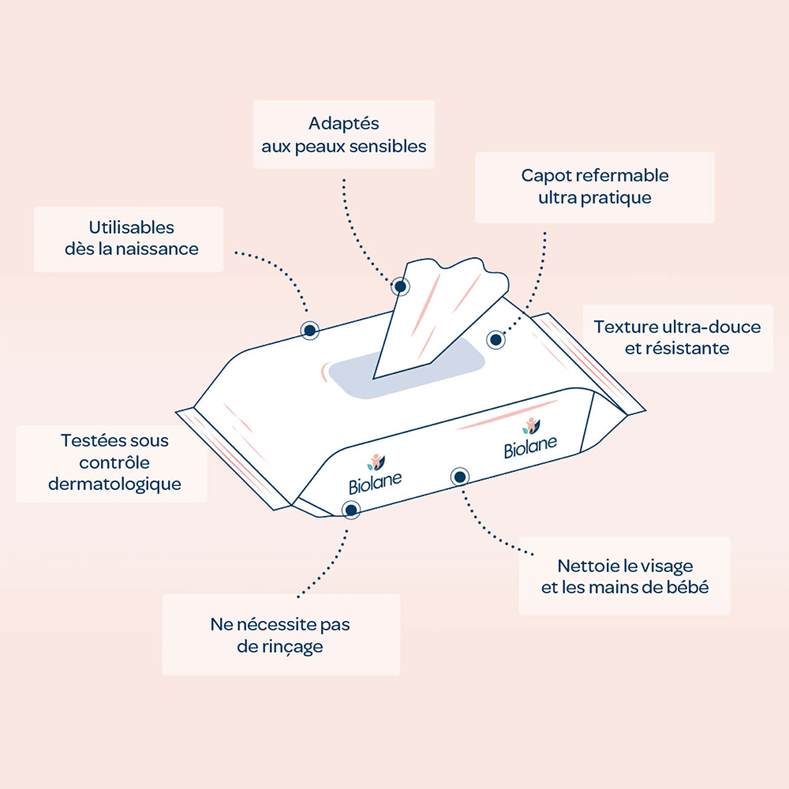 Achat Paquet de 64 Lingettes Visage et Mains