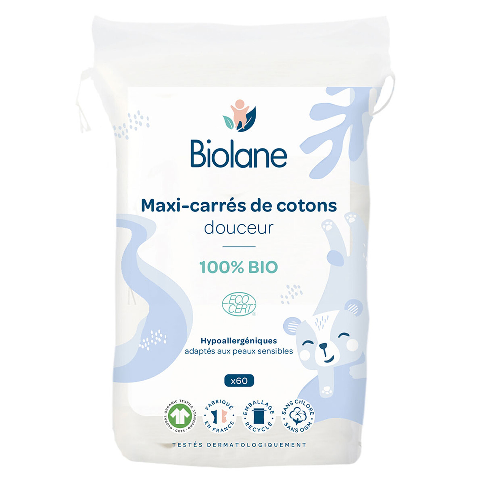 Lot de 60 Maxi Carrés de Coton Biolane