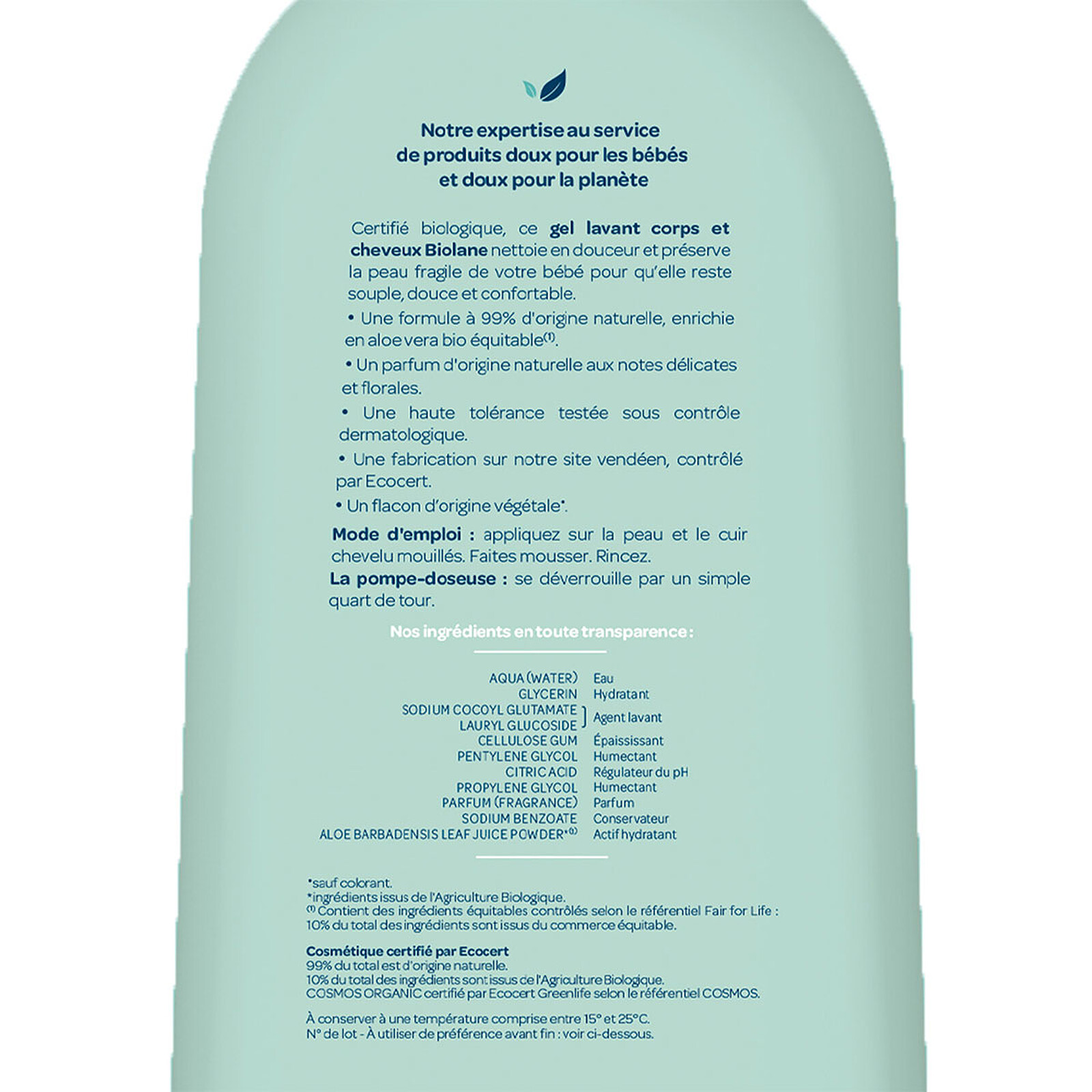 Gel Lavant Corps et Cheveux Biologique - 500 ml Biolane