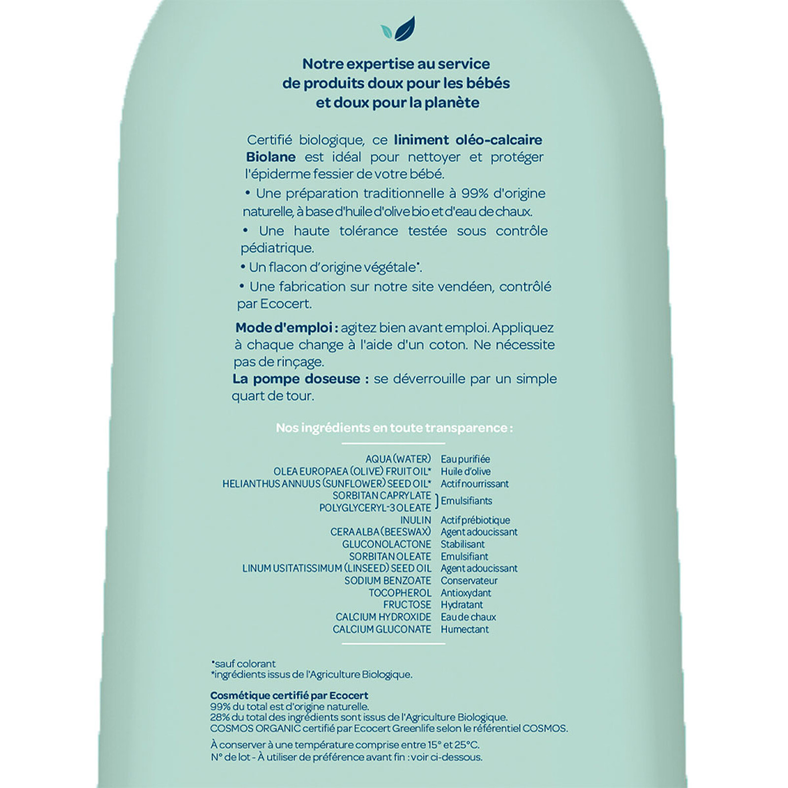 Liniment Oléo-calcaire Biologique - 500 ml Biolane
