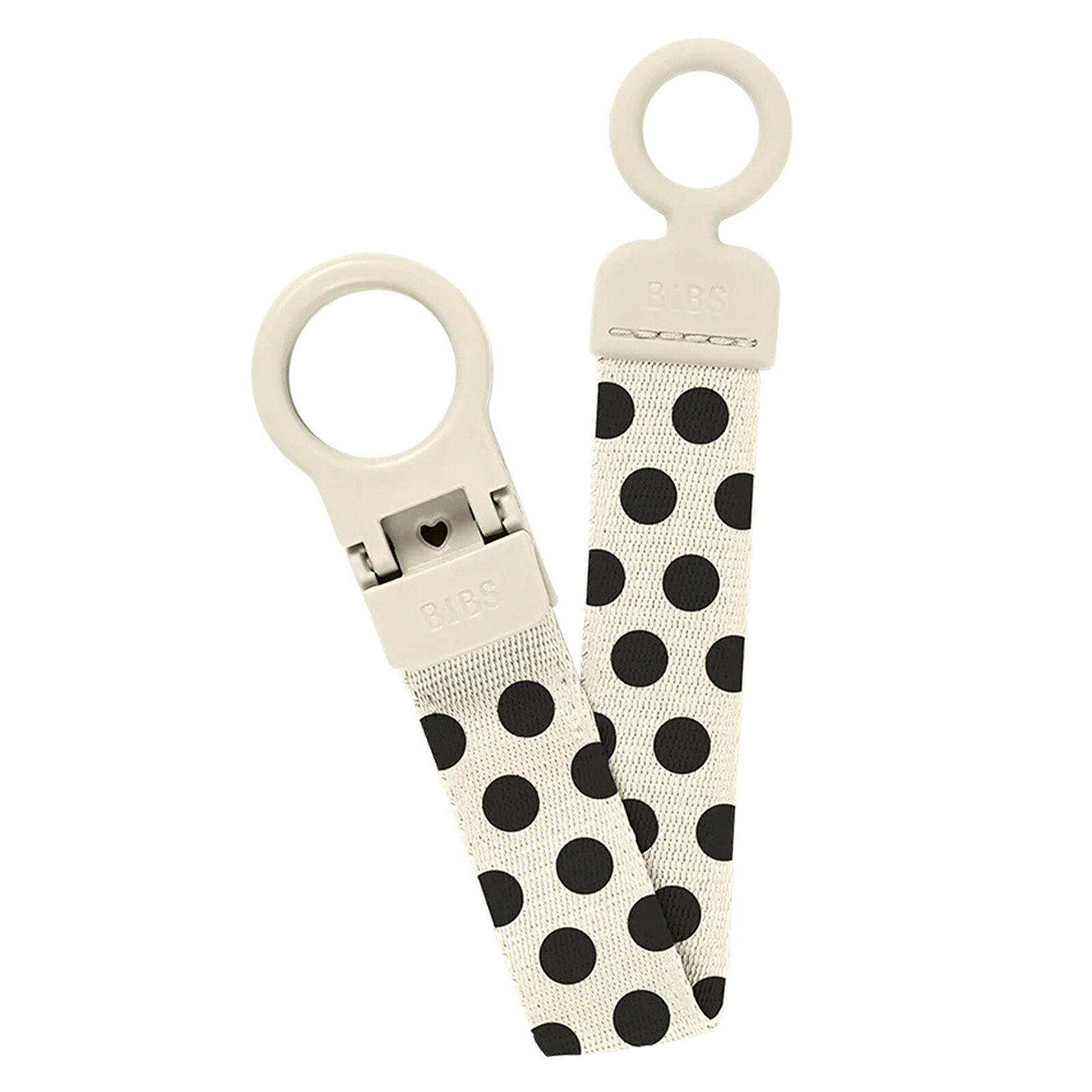 Attache Sucette Loop Polka - Ivory & Black Bibs