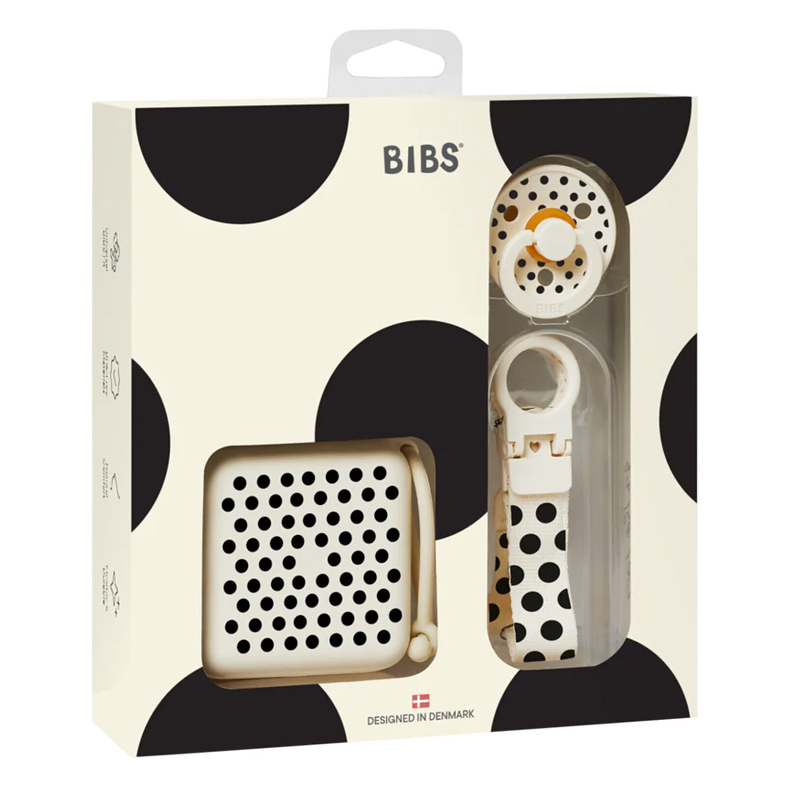 Coffret Cadeau Soothe  & Go Polka - Ivory & Black Bibs