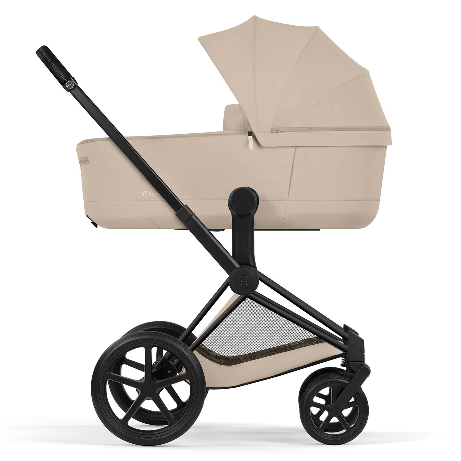 Pack Poussette Priam Comfort Matt Black + Nacelle - Cozy Beige Cybex