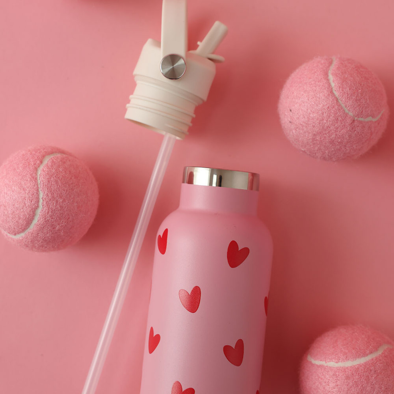 Avis Gourde Inox Rose Coeurs Rouge - 600 ml