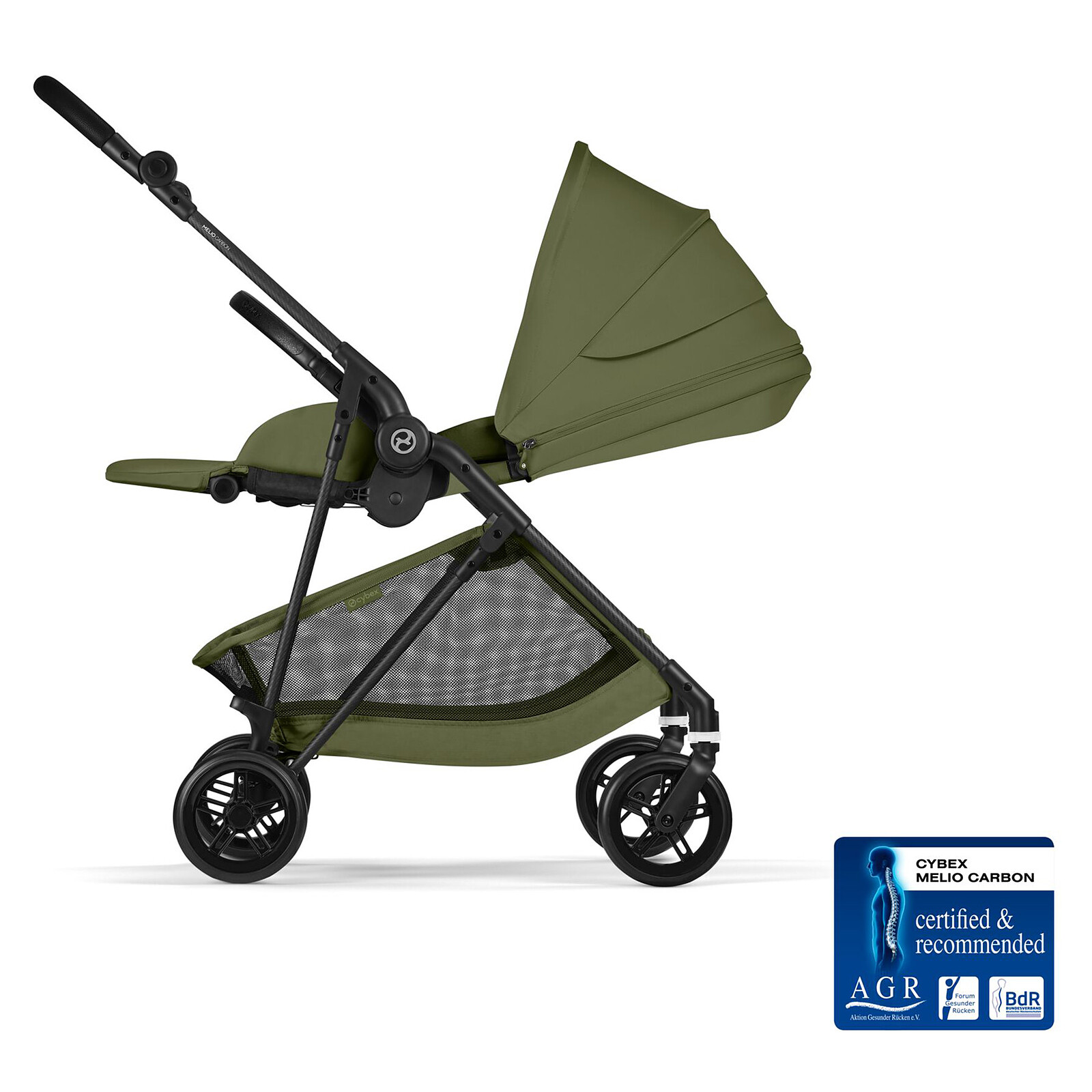 Poussette Citadine Melio 2026 Châssis Carbon - Moss Green Cybex