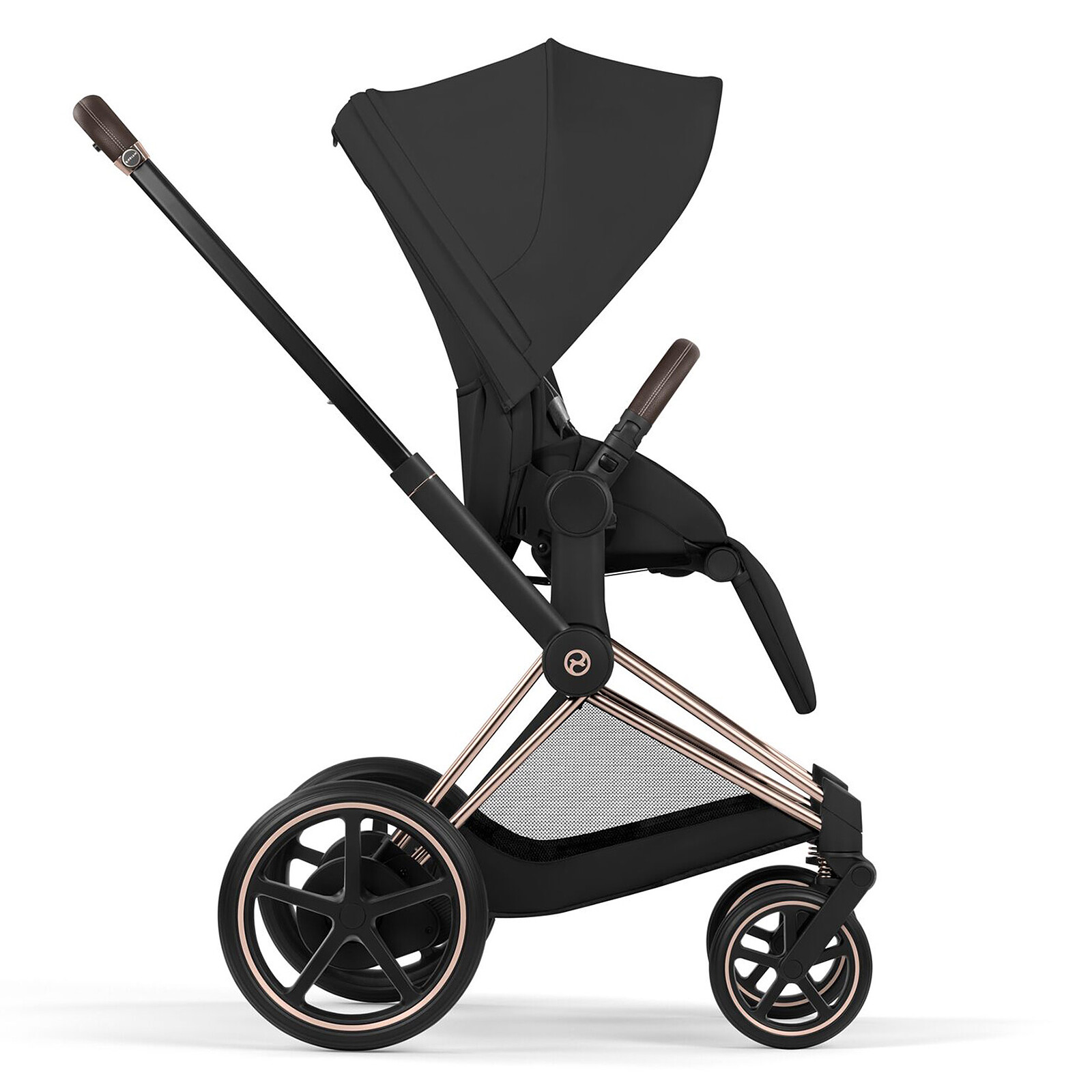Pack Poussette e-Priam Confort Rosegold + Nacelle - Sepia Black pas cher