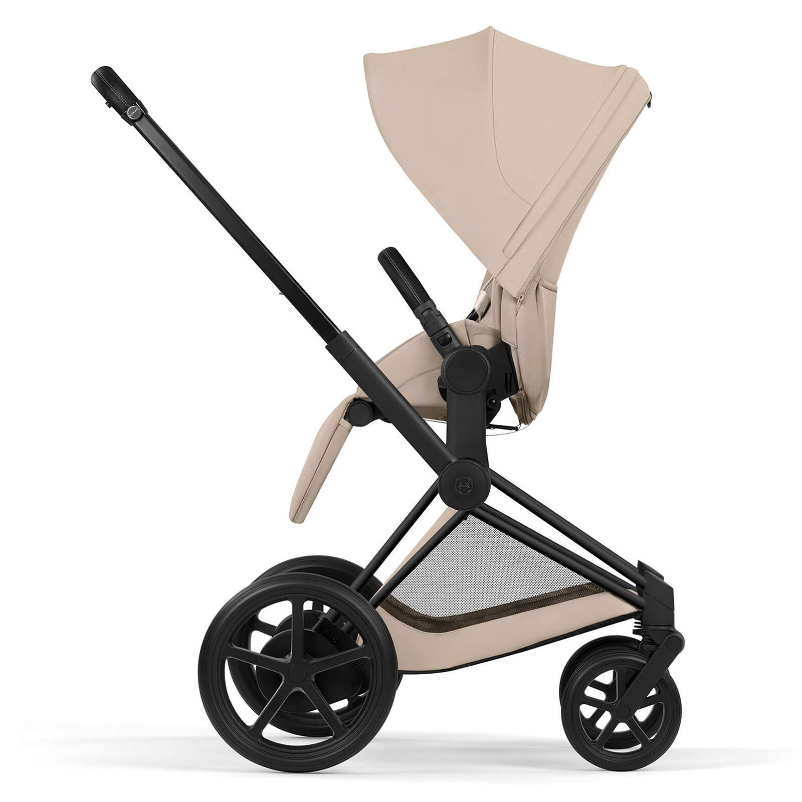 Achat Pack Poussette e-Priam Confort Matt Black + Nacelle - Cozy Beige