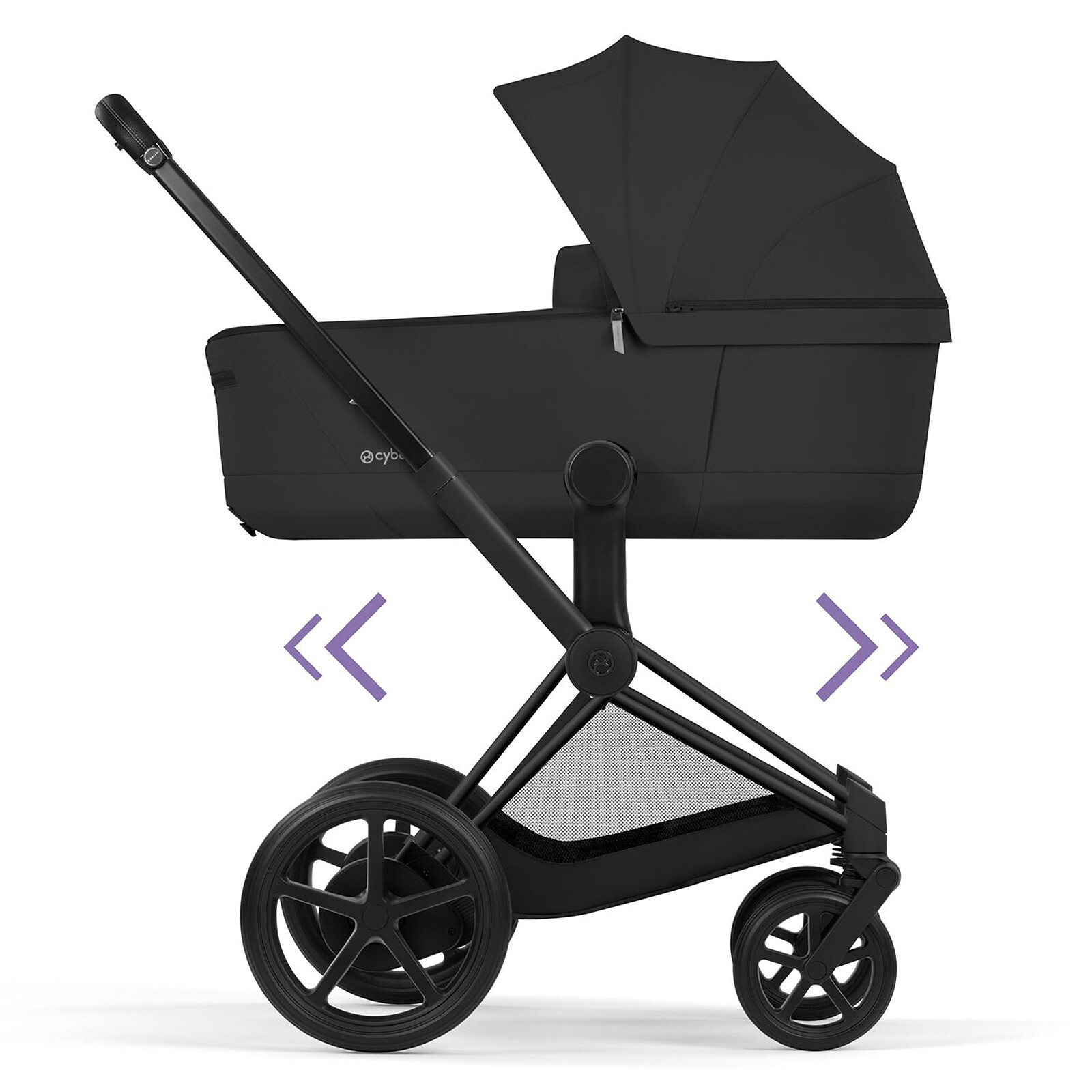 Pack Poussette e-Priam Confort Matt Black + Nacelle - Sepia Black Cybex