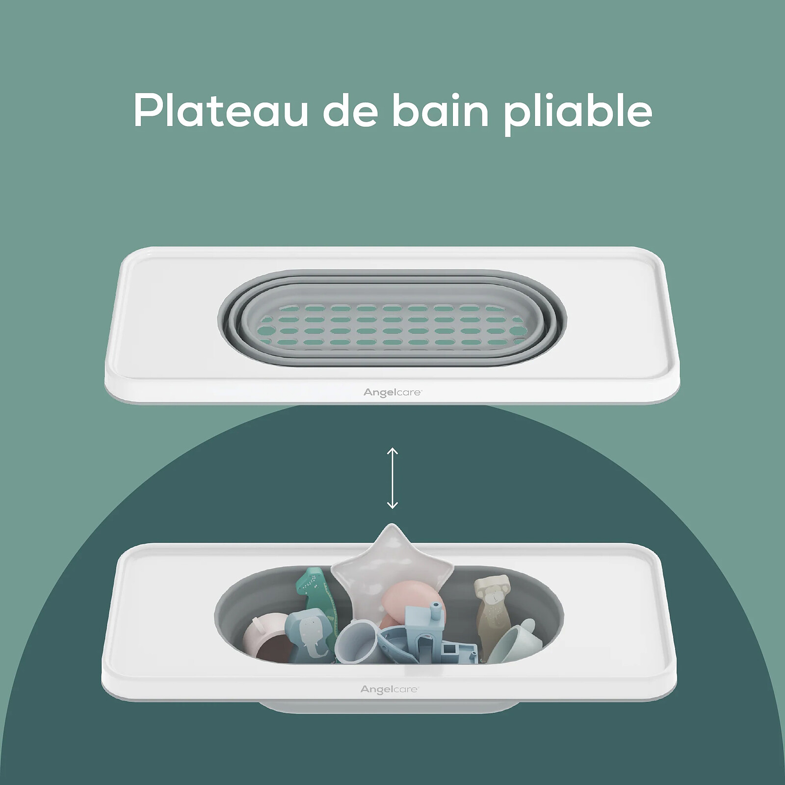 Plateau de Bain avec Panier Extensible - Blanc Angelcare