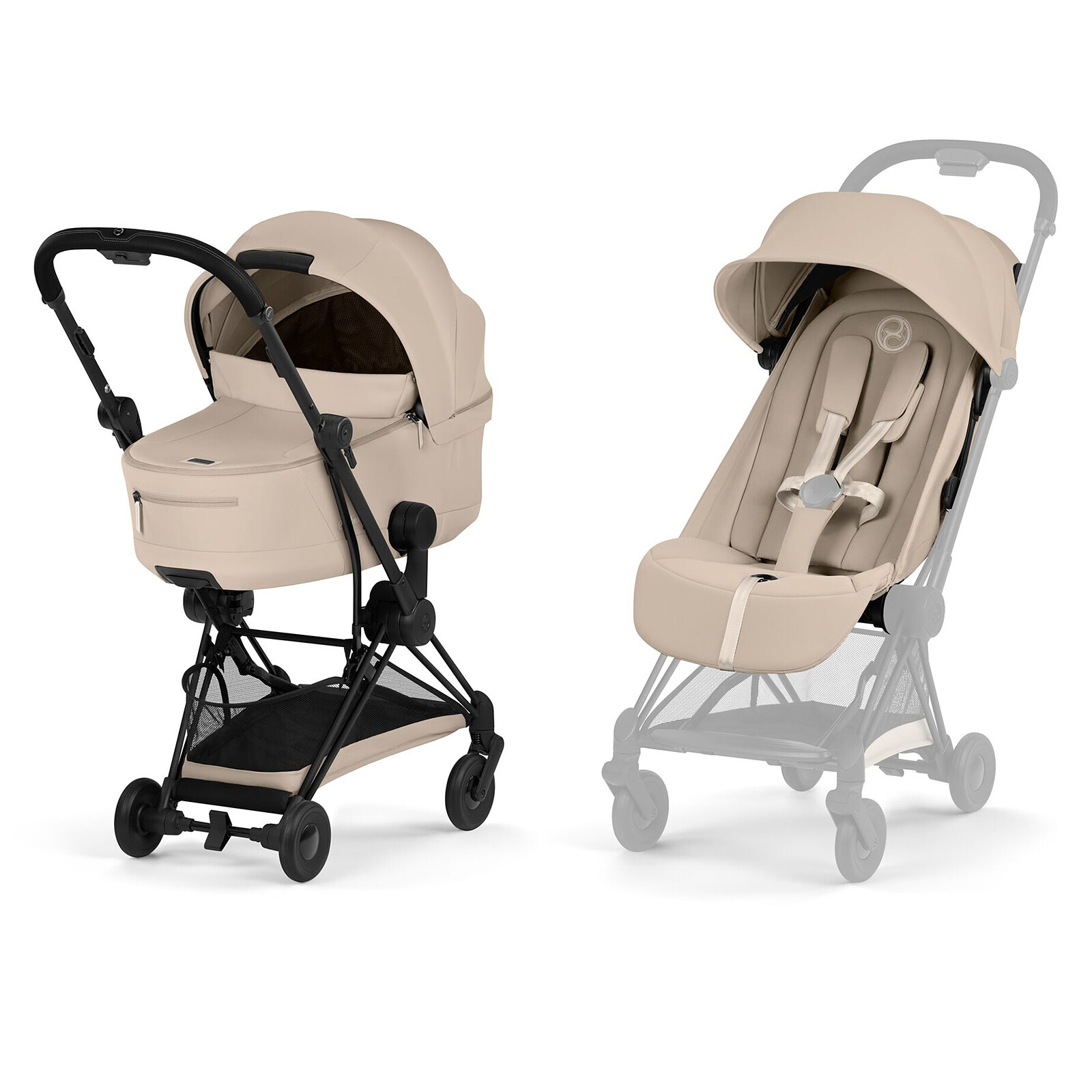 Pack Poussette Coyä Confort 2026 Matt Black + Nacelle - Cozy Beige Cybex
