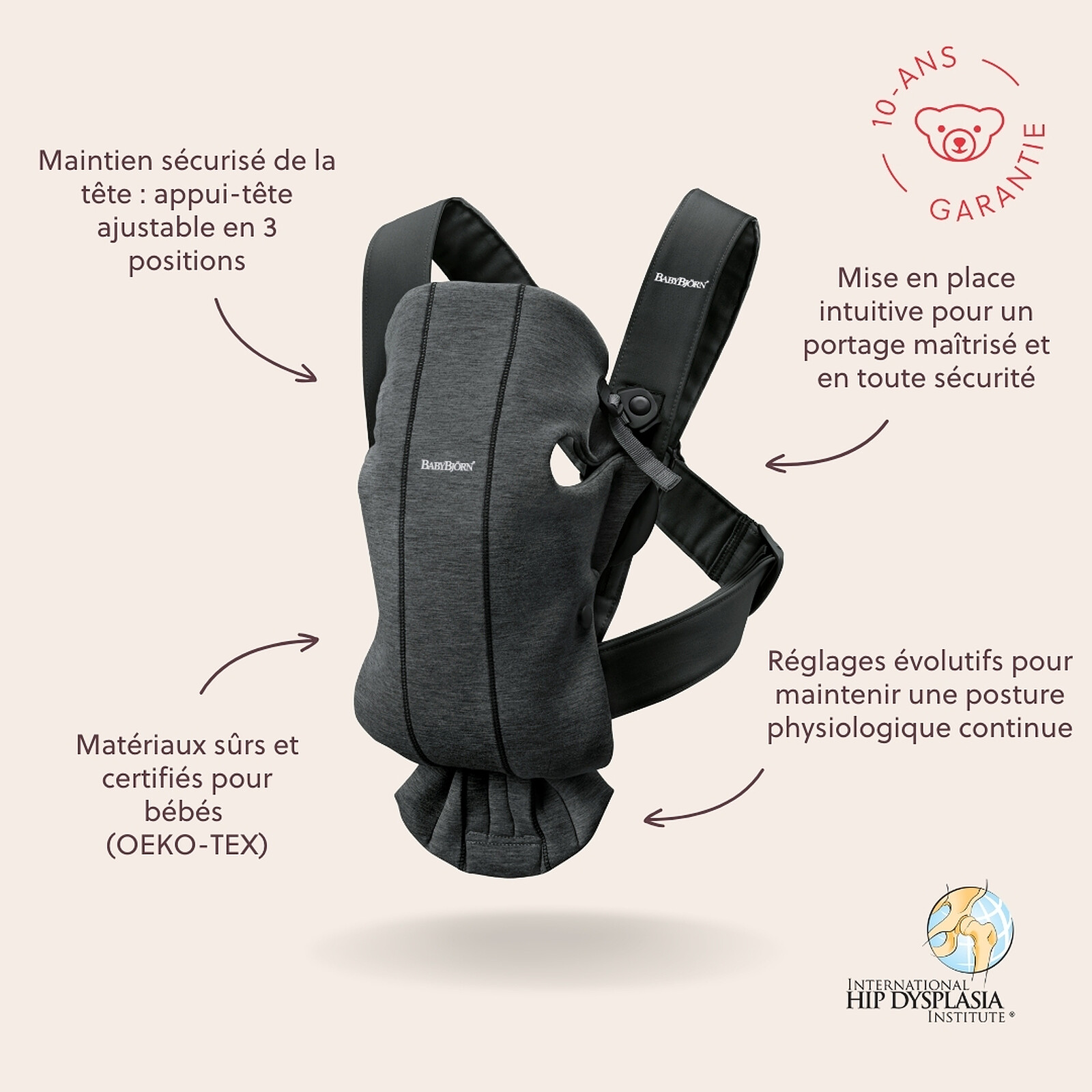 Avis Porte-bébé Mini 3D Jersey - Gris Charbon