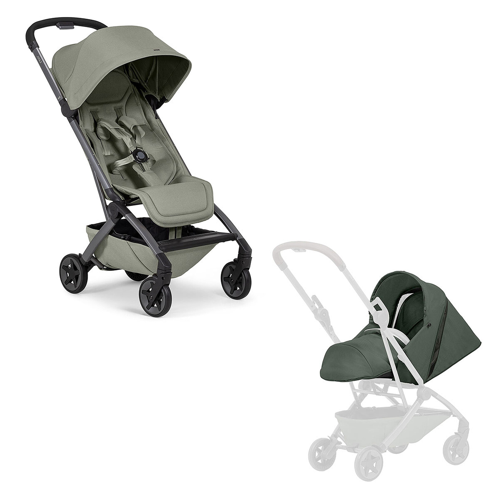 Pack Naissance Poussette Aer² Sage Green + Cocon Aer² Forest Green Joolz