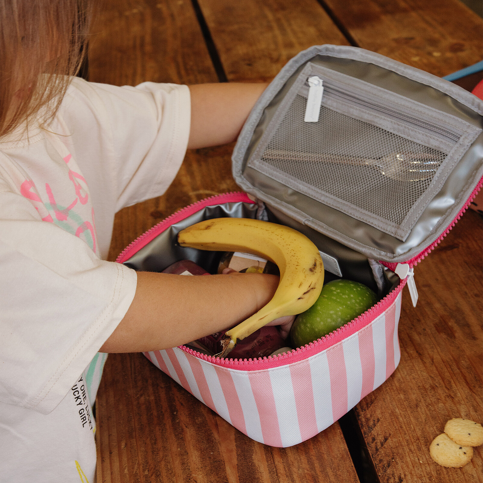 Lunch Bag - Pink Stripes pas cher
