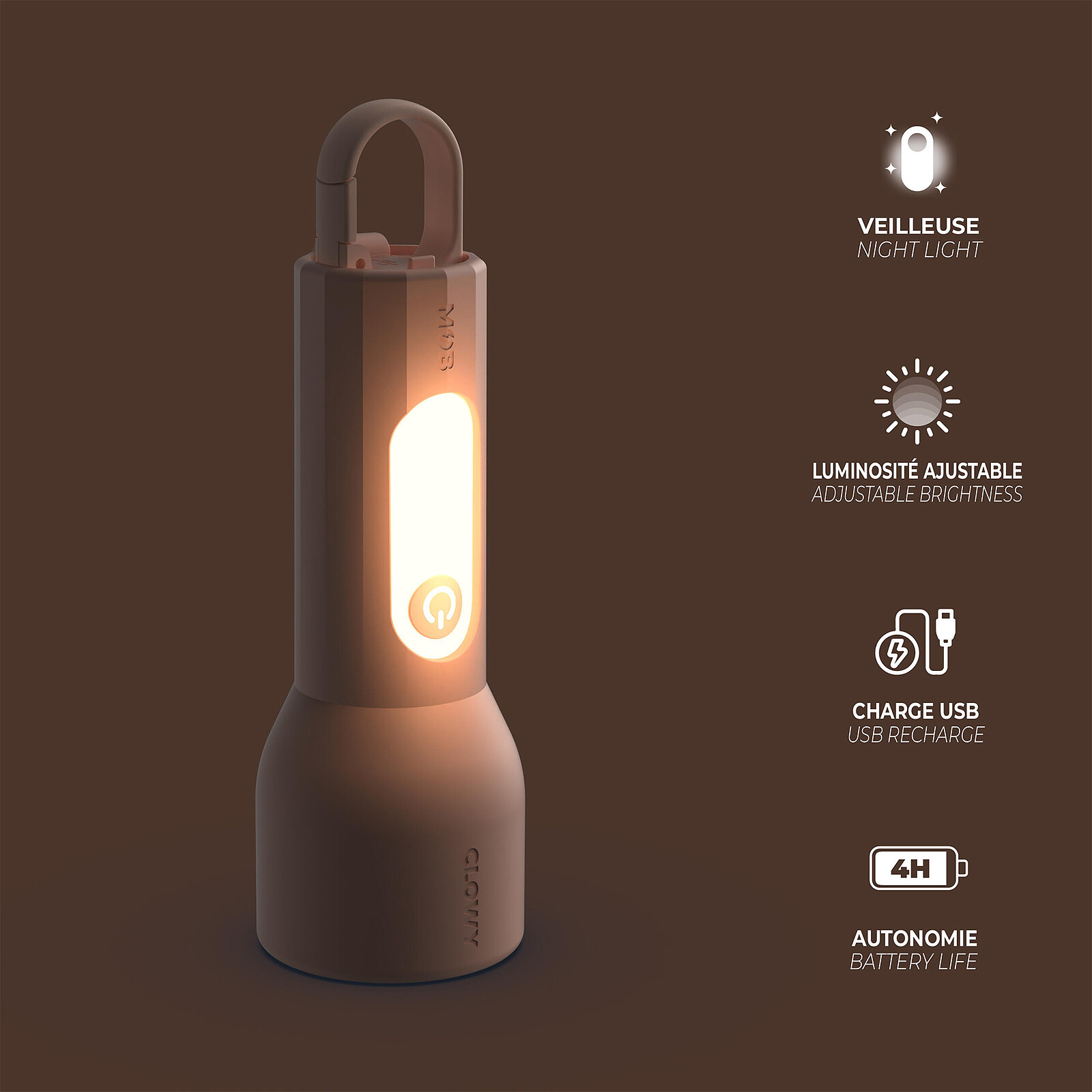 Lampe Torche Glowy - Rose MOB