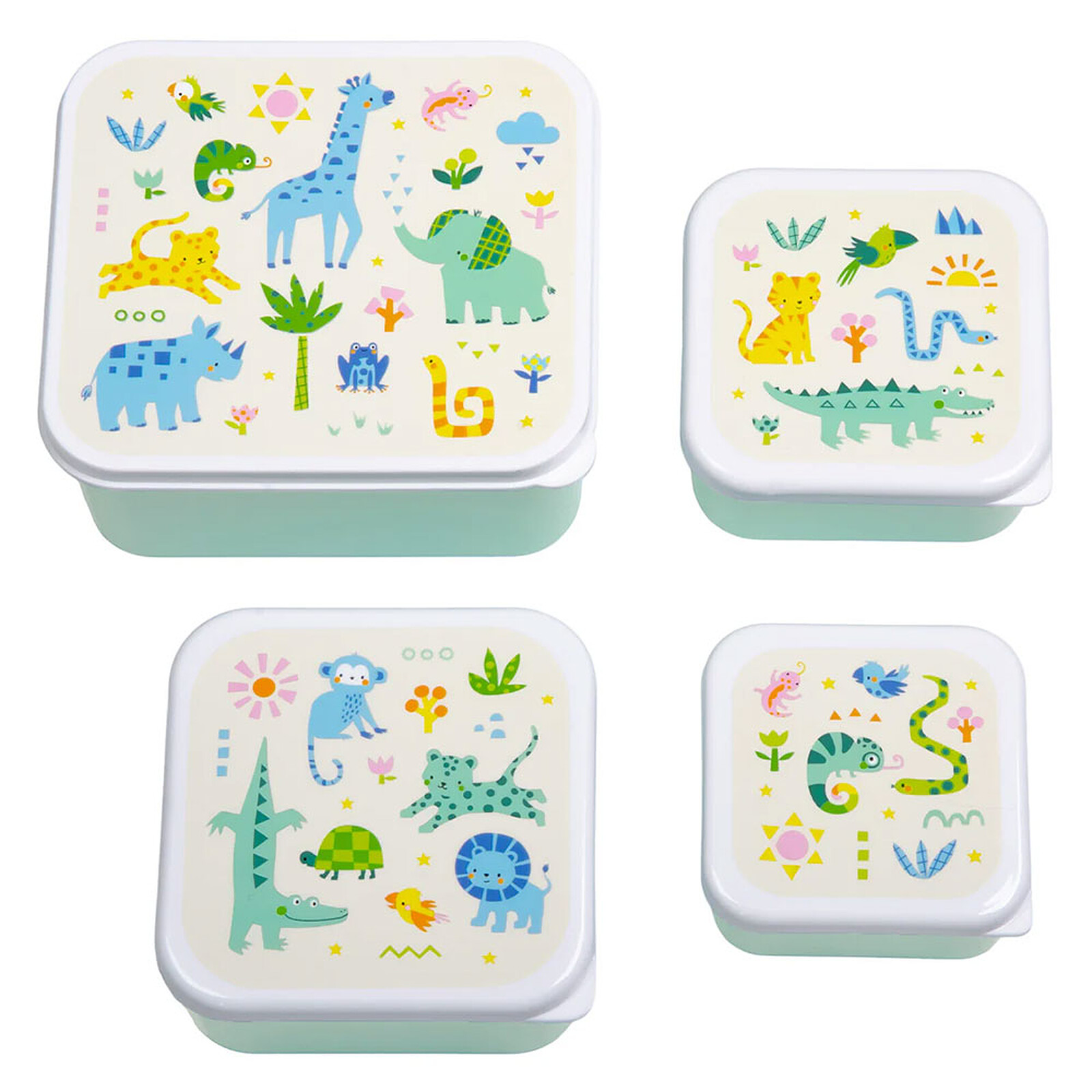 Lot de 4 Boîtes à Goûter - Jungle A Little Lovely Company