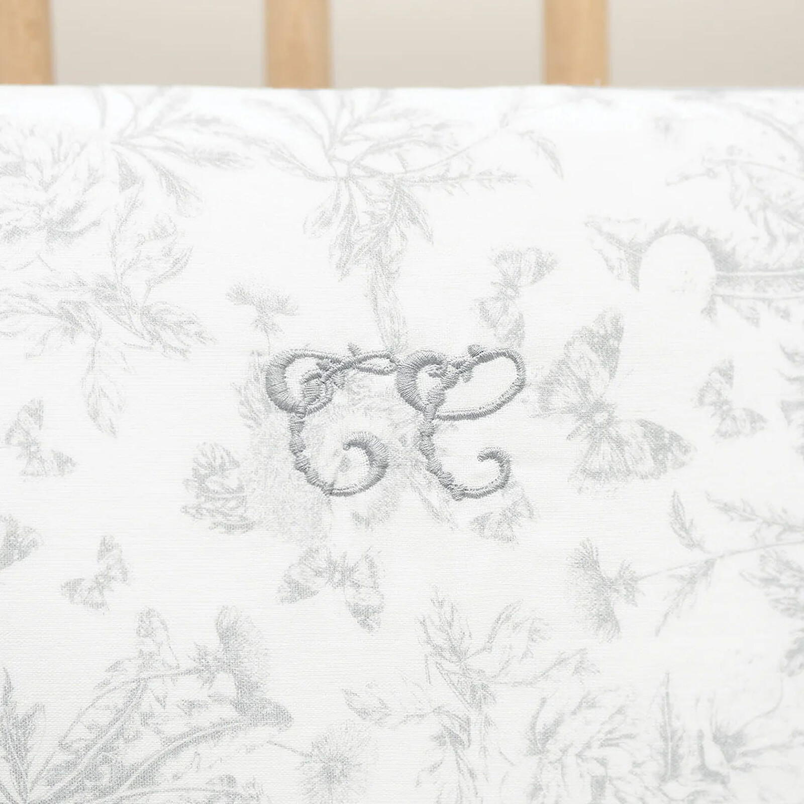 Tour de Lit - Toile de Jouy Gris pas cher