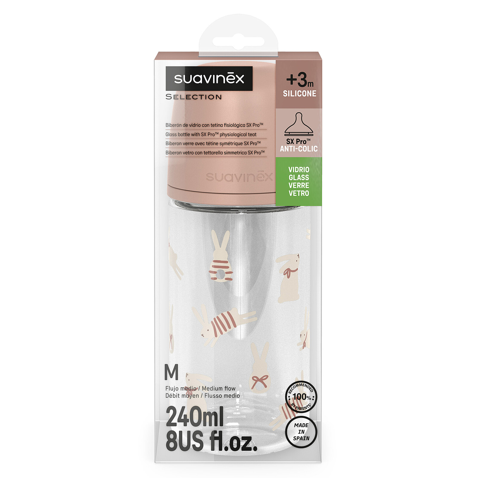 Avis Biberon Verre Tétine Symétrique SX Pro Wonderland Pink - 240 ml