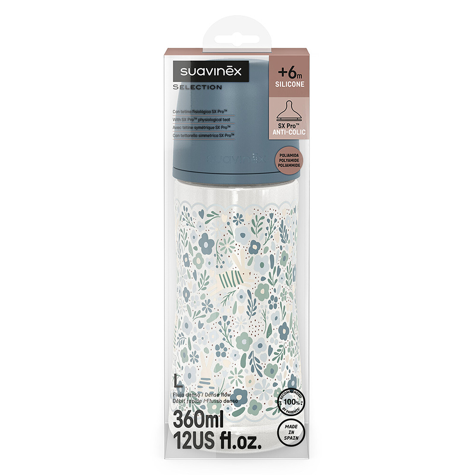 Biberon Tétine Symétrique SX Pro Wonderland Blue Liberty - 360 ml Suavinex
