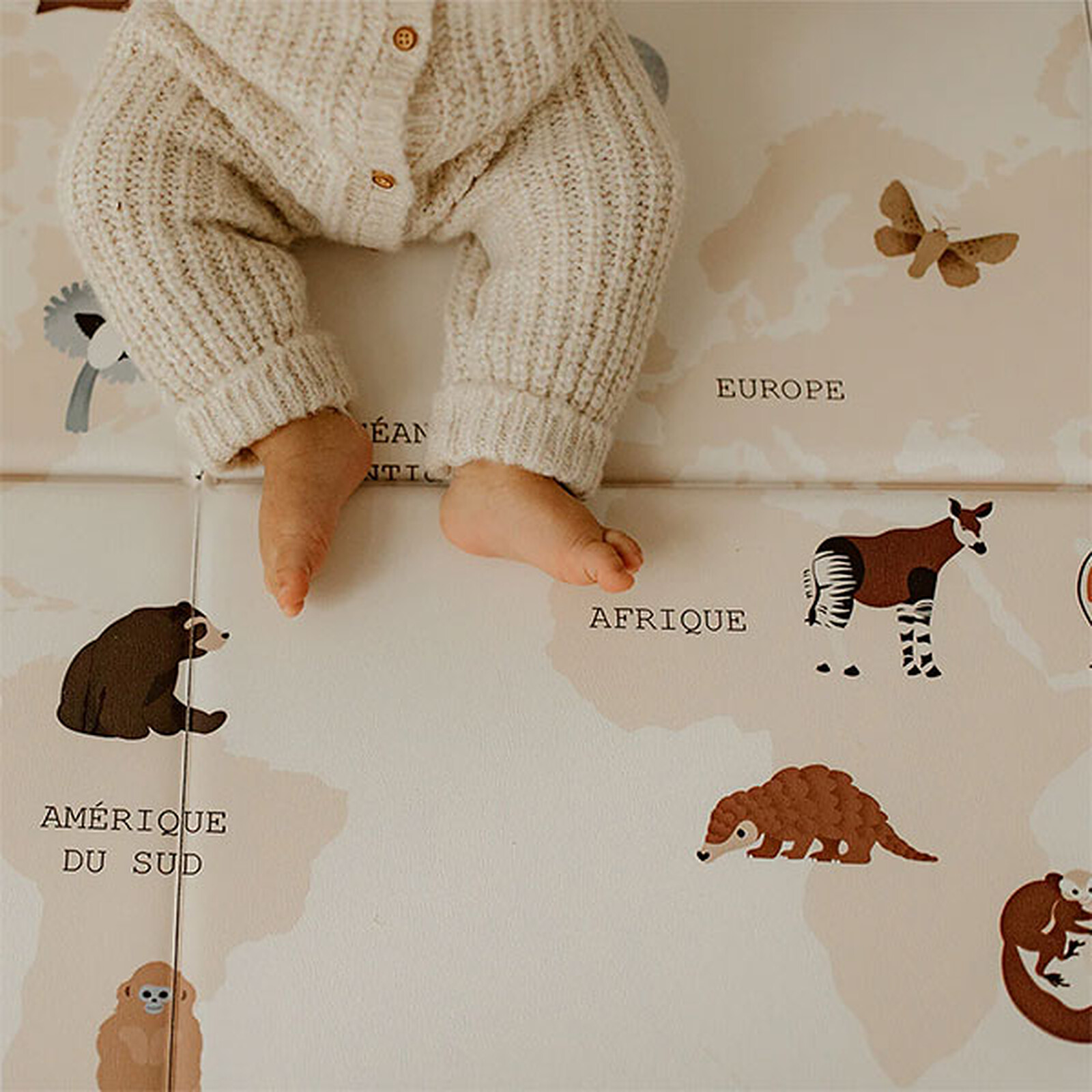 Achat Tapis de Jeu Réversible Tapilou x BABYATOUTPRIX - Carte du Monde / Dinosaures