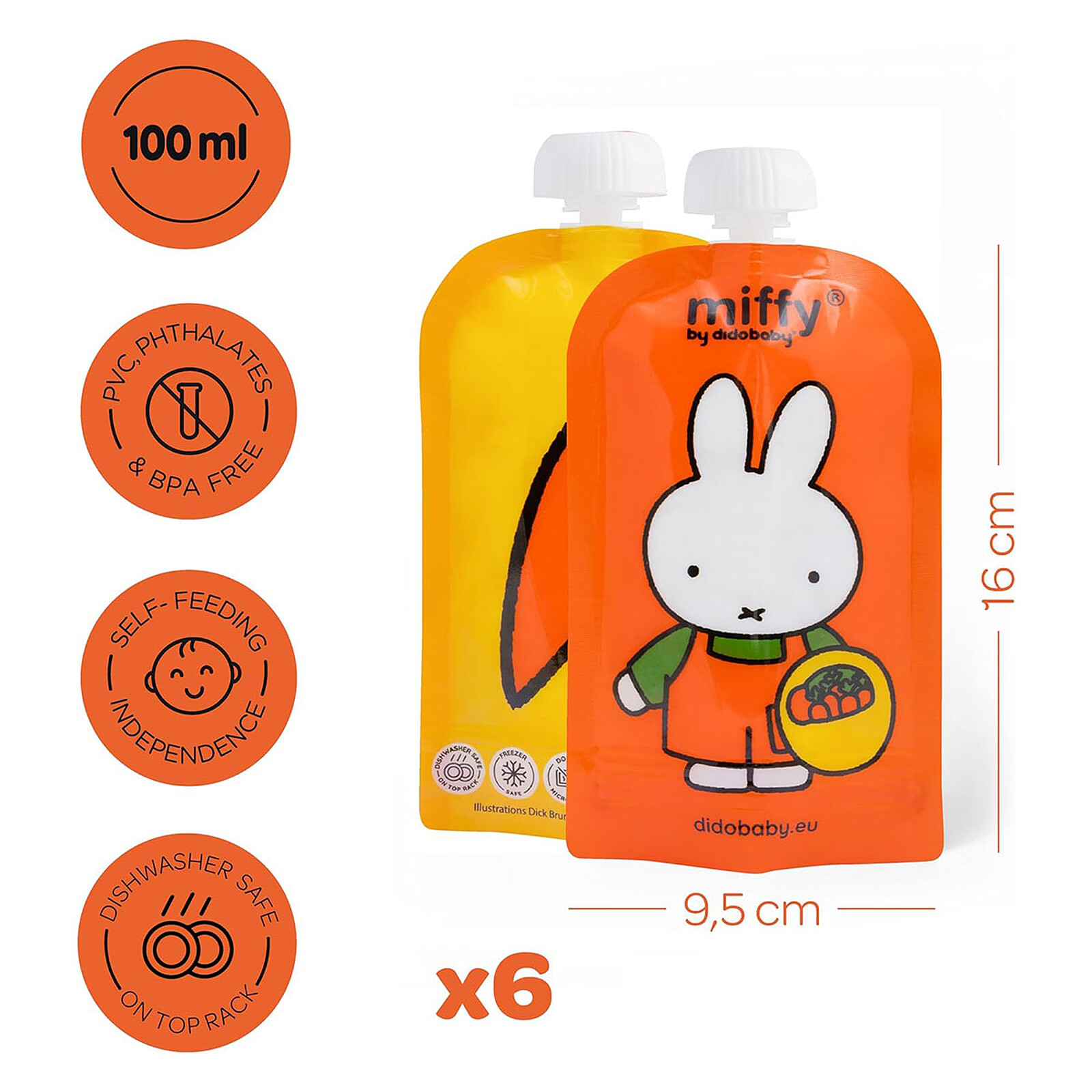 Avis Lot de 6 Gourdes Réutilisables - Miffy x Didobaby