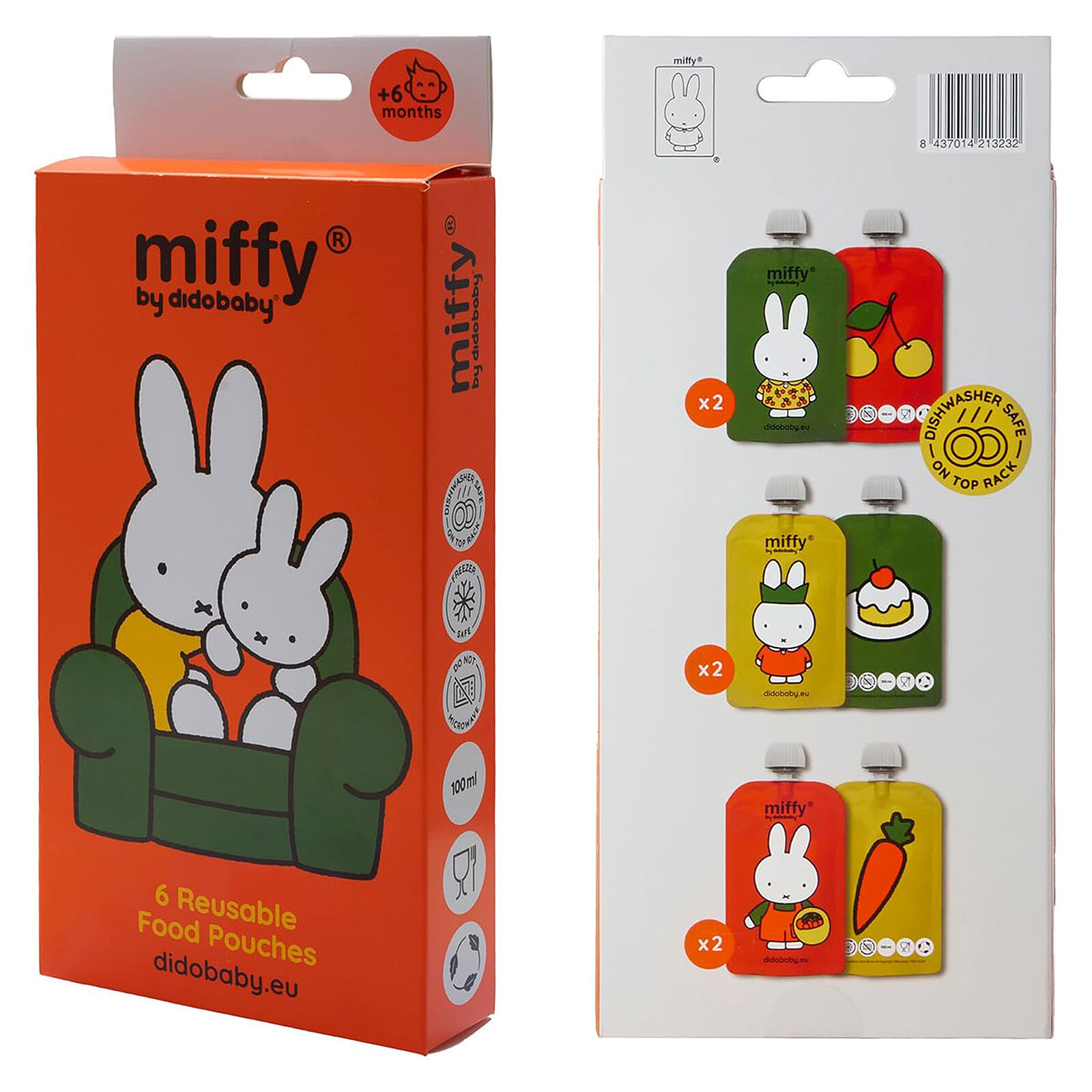 Lot de 6 Gourdes Réutilisables - Miffy x Didobaby didobaby