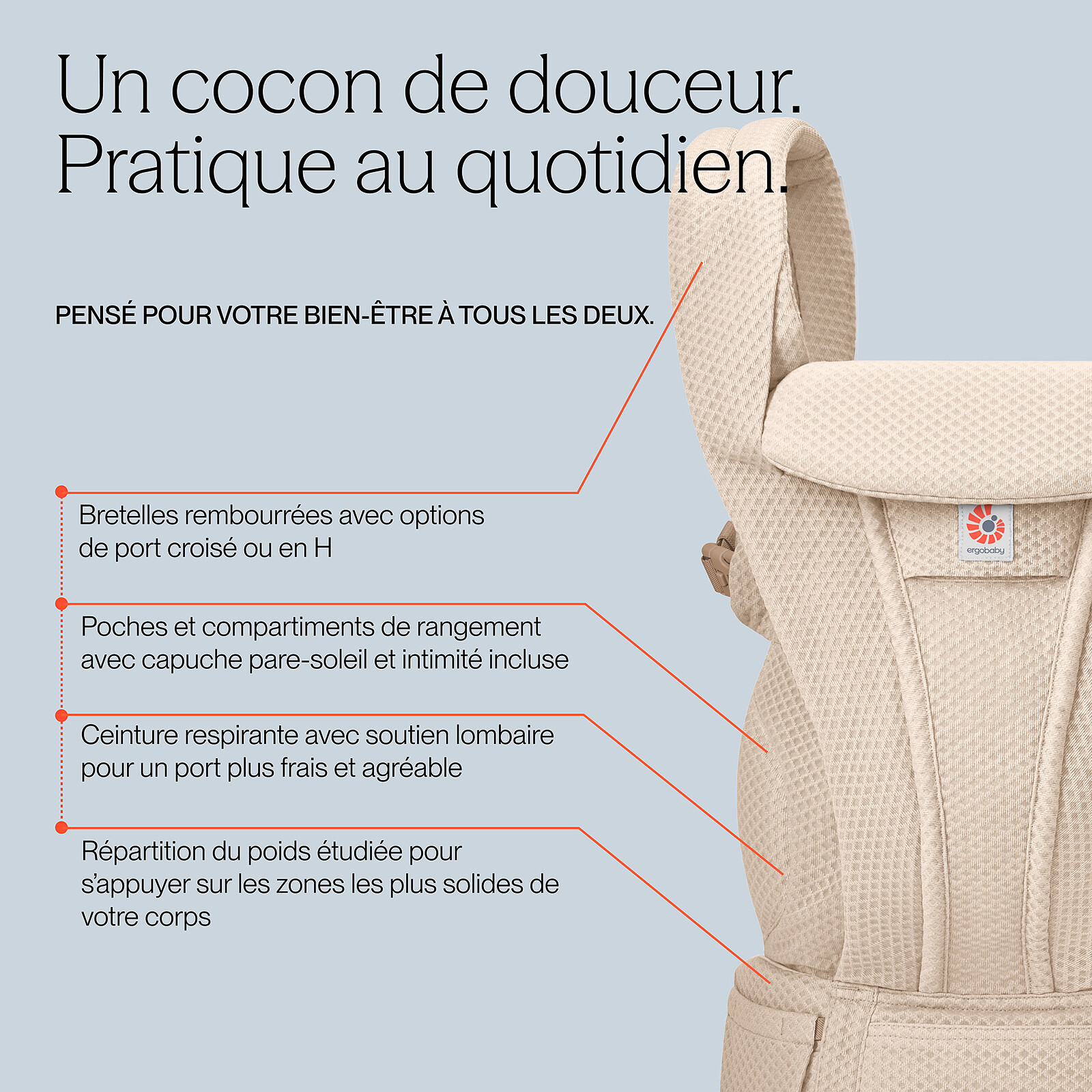 Porte-bébe Omni Deluxe Mesh - Naturel pas cher
